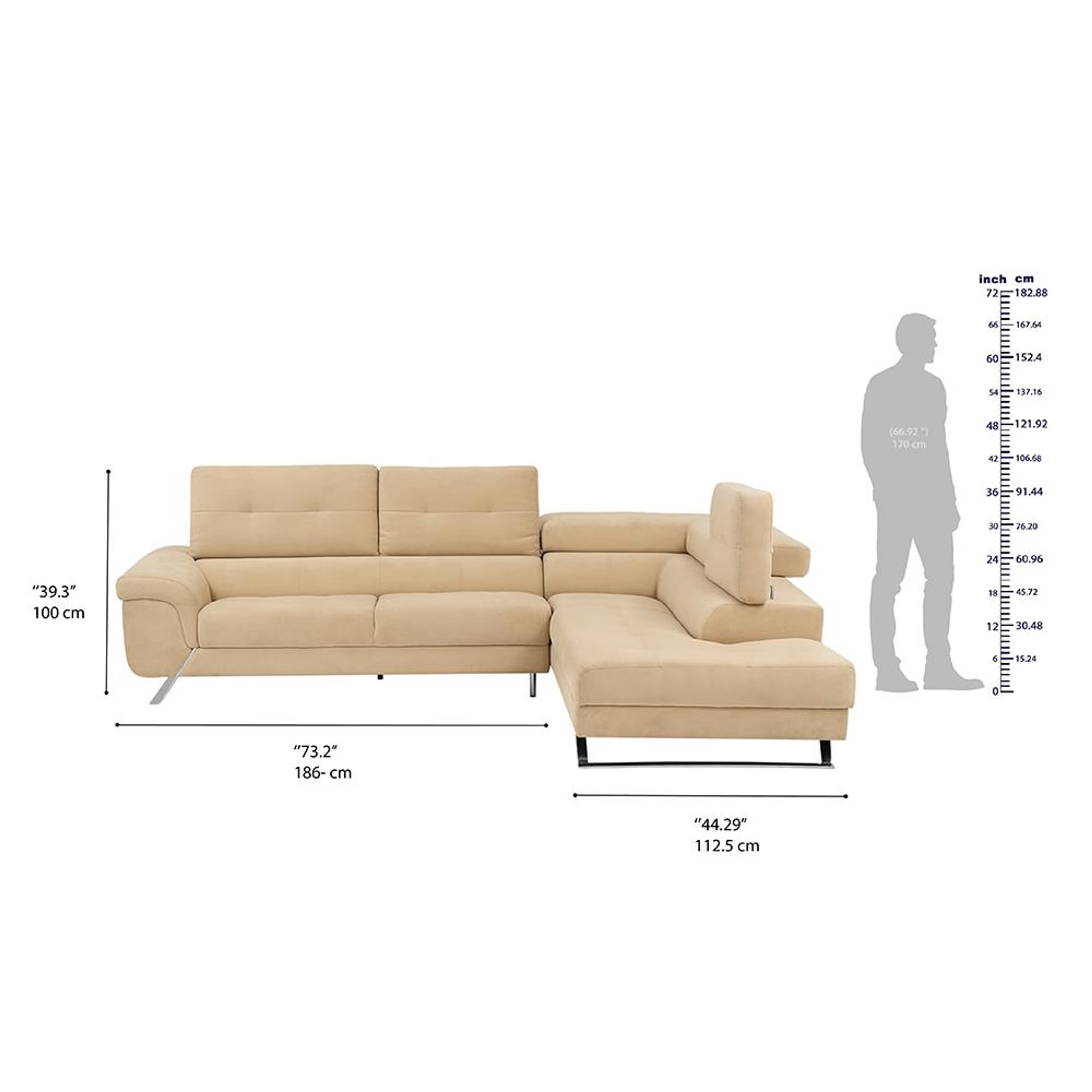Wakefit Comoros Corner L Shape Sofa (3 Seater + Right Aligned Chaise) Set (3 Seater + Right Aligned Chaise), Beige 9 Wakefit Comoros Corner L Shape Sofa (3 Seater + Right Aligned Chaise) Set (3 Seater + Right Aligned Chaise), Beige