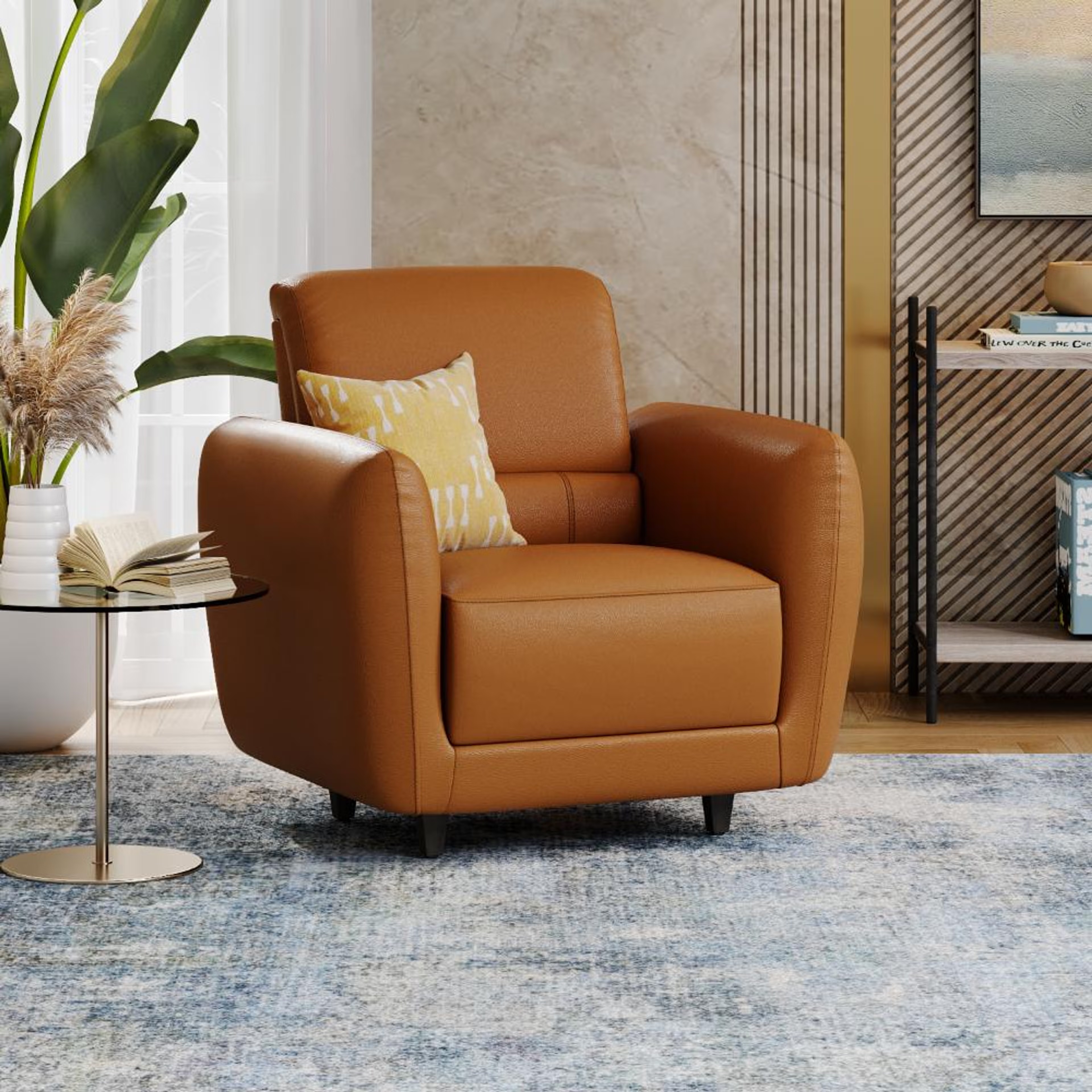 Home 39 Wakefit Solomon Sofa - Single Seater Single Seater, Tan