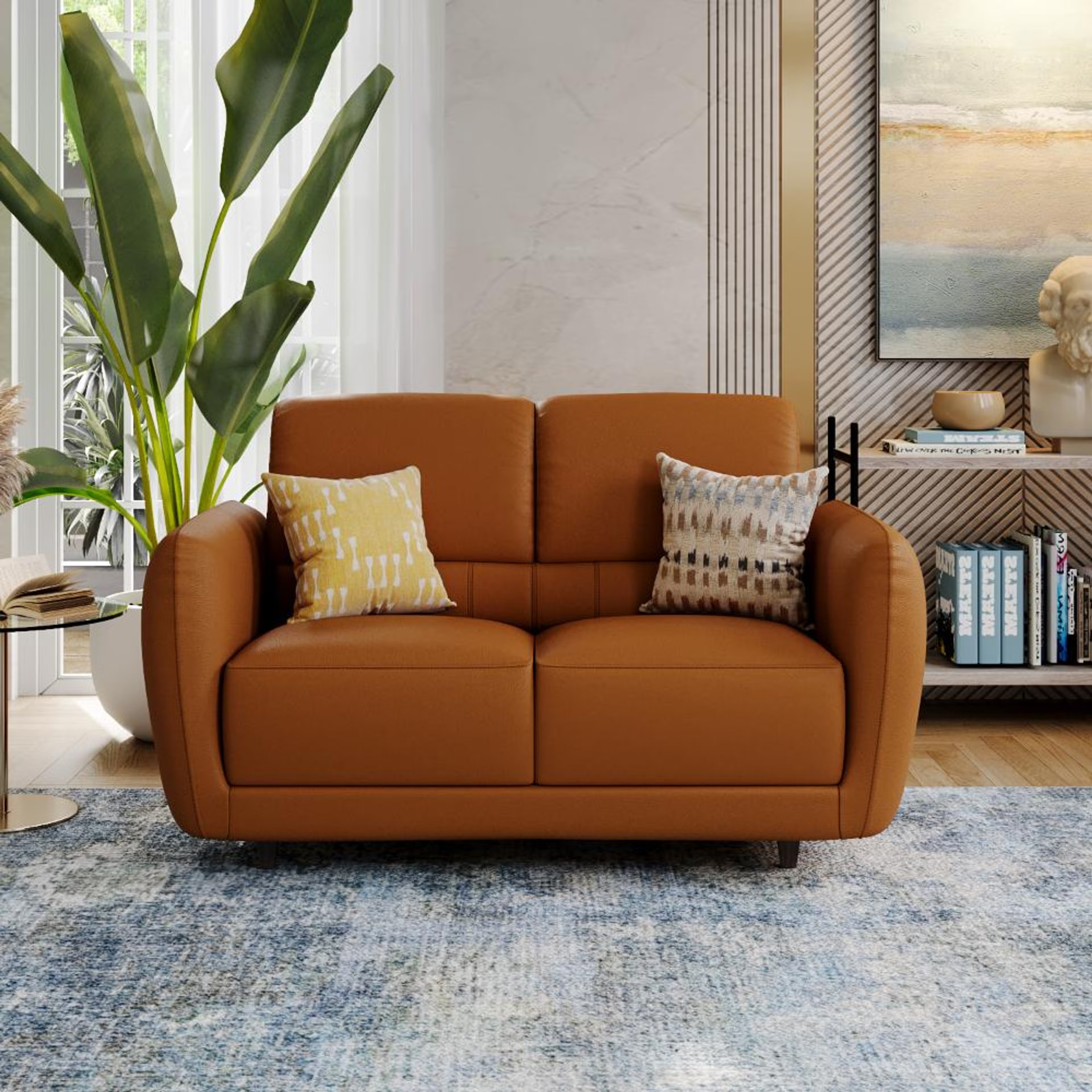 Wakefit Solomon Sofa - Two Seater Two Seater, Tan