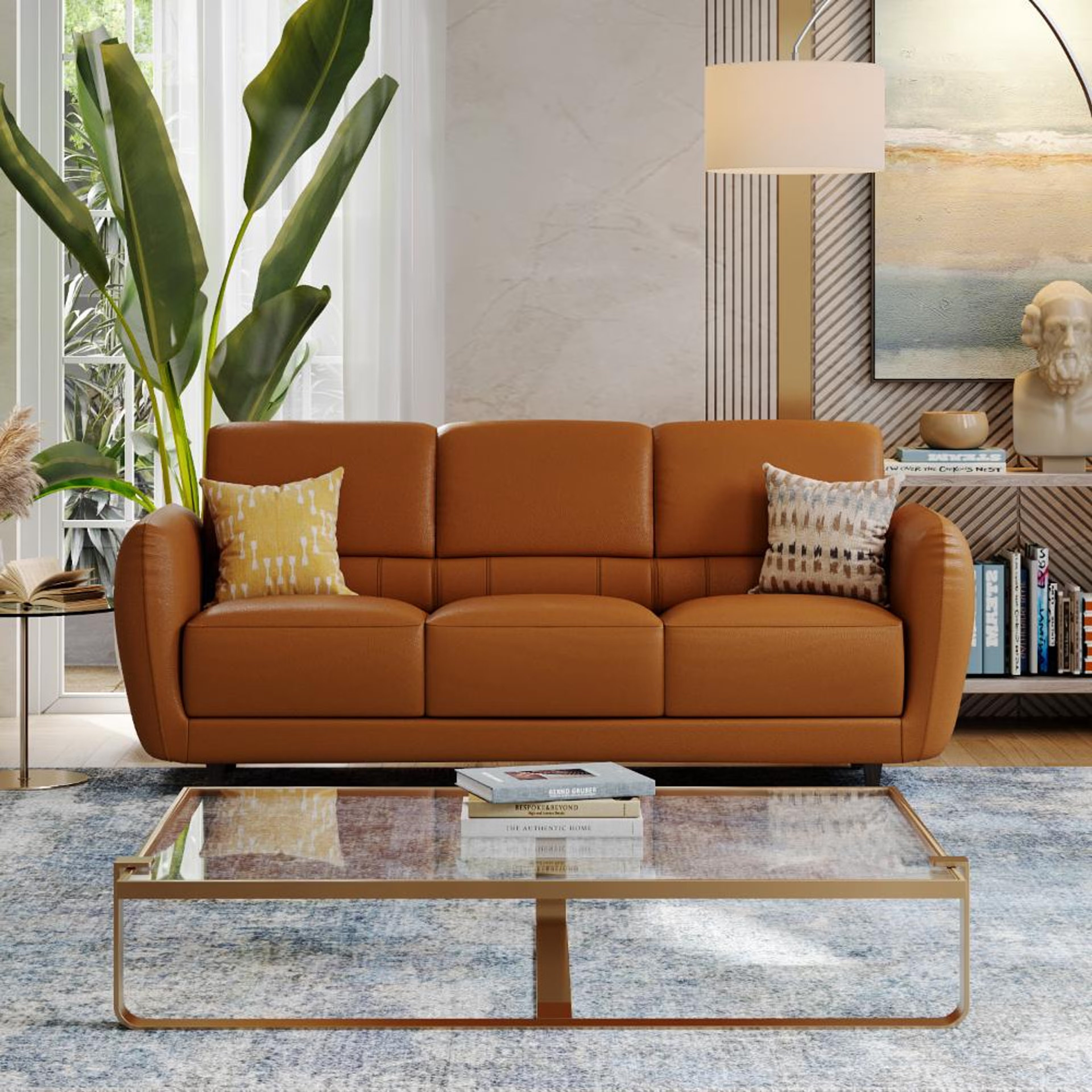 Wakefit Solomon Sofa - Three Seater Three Seater, Tan