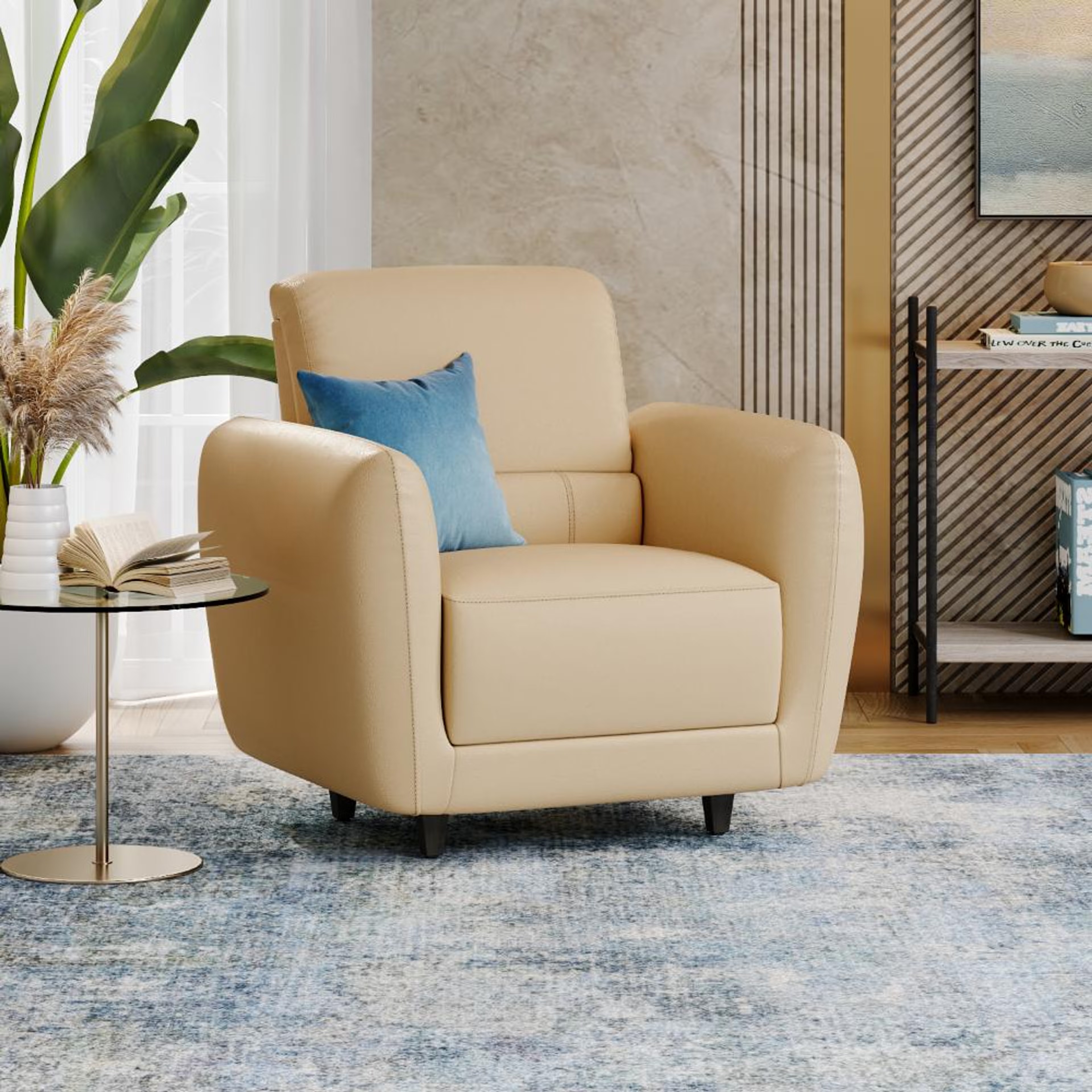 Wakefit Solomon Sofa - Single Seater Single Seater, Ivory
