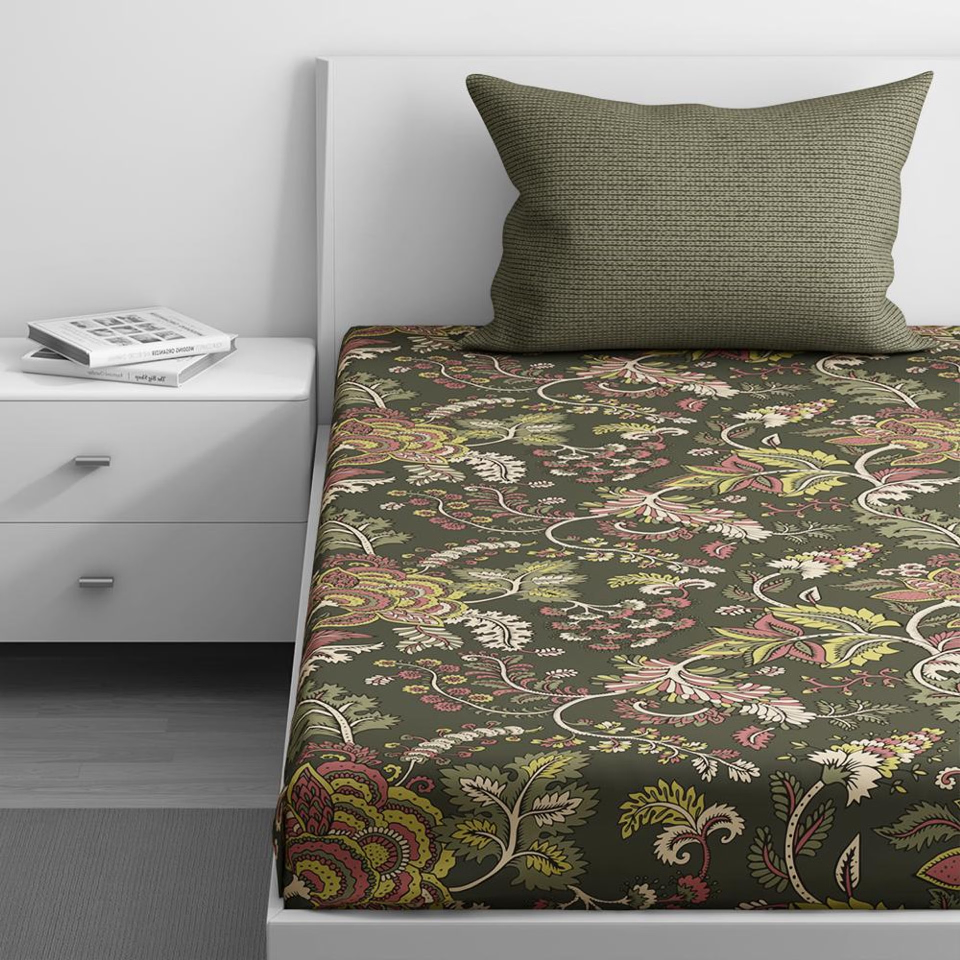 100% Cotton 200 TC Fitted Bedsheet With 1 Pillow Cover | Chintz Single, 72" x 30", Chintz| 1.83m x 76cm Single - 72" x 30 7 100% Cotton 200 TC Fitted Bedsheet With 1 Pillow Cover | Chintz Single, 72" x 30", Chintz| 1.83m x 76cm Single - 72" x 30\