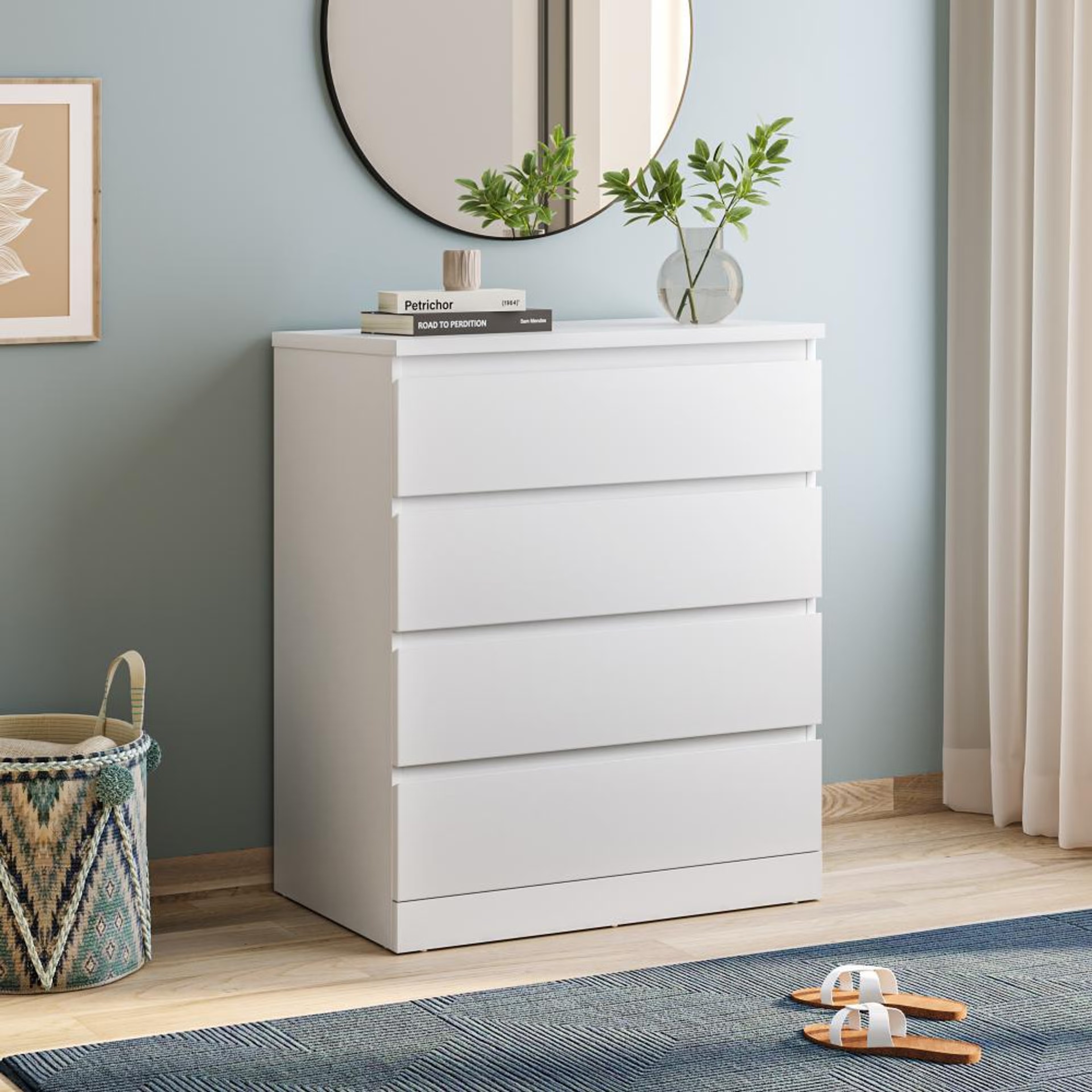 Wakefit Centaur Engineered Wood Chest of Drawer with 4 Drawers 4 Drawer, Frosty White