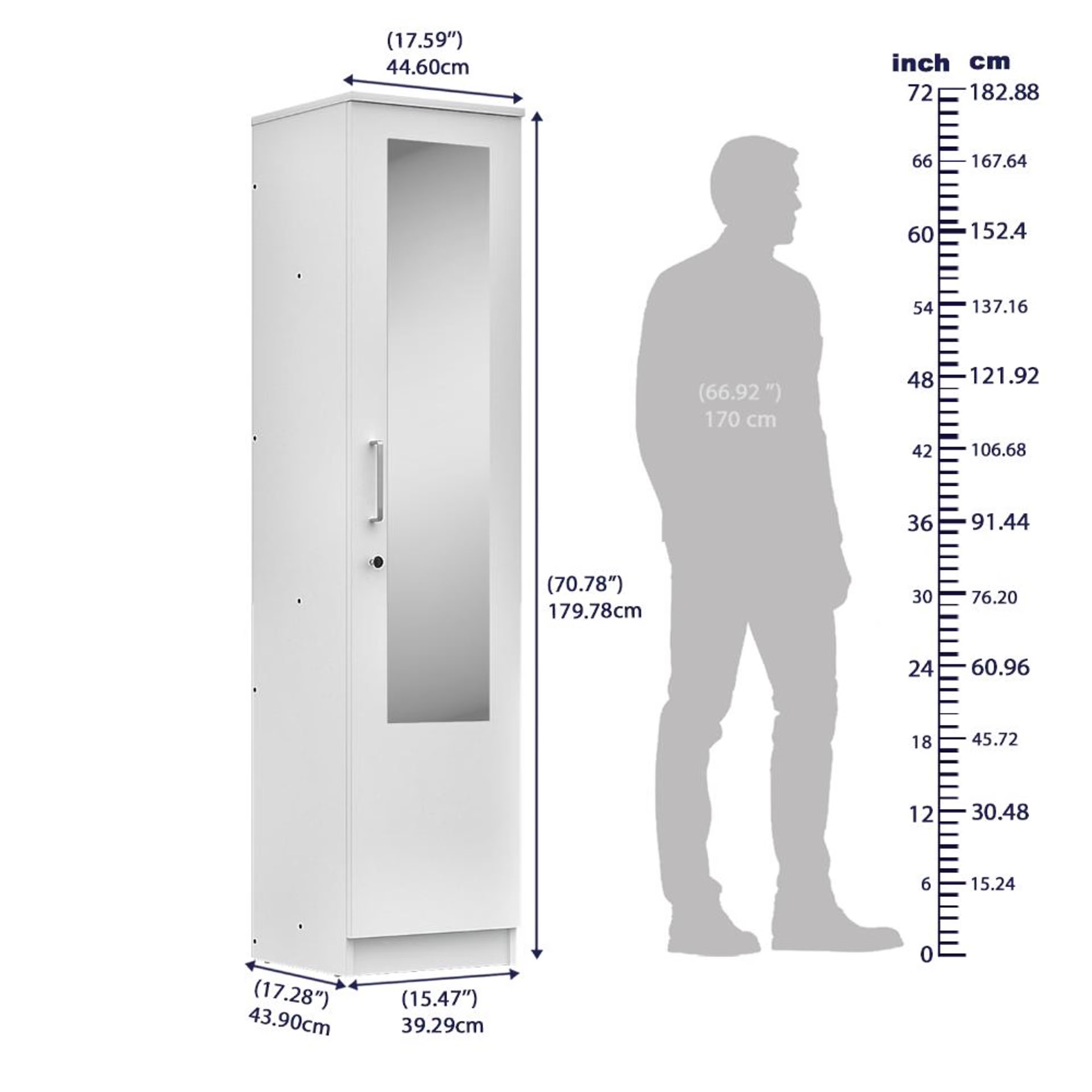 Hunor 1 Door Wardrobe With Mirror And Shelves | (Frosty White) 1 Door ...