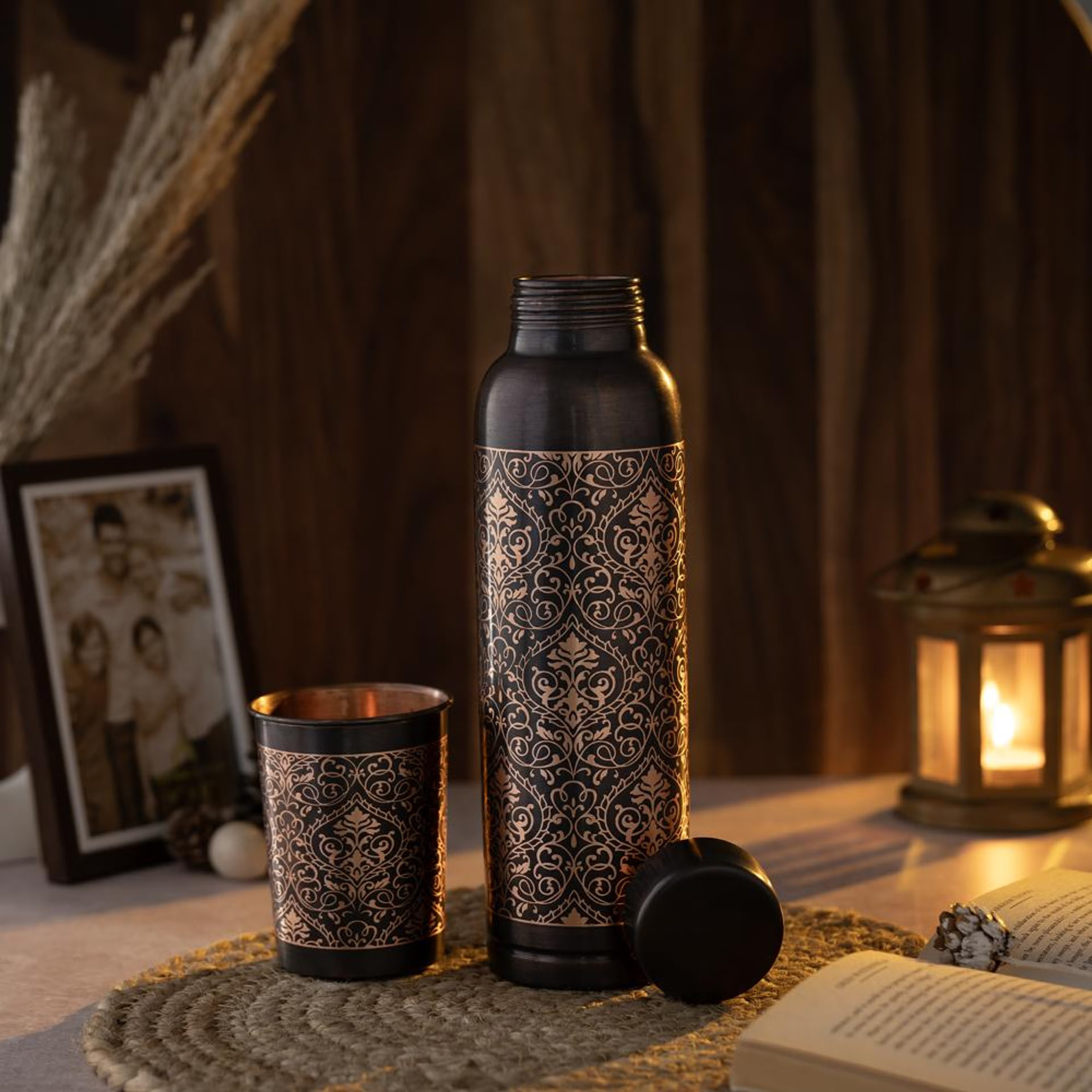 Designer Copper Bottle | 1 Litre | 100% Pure Copper | Leak Proof & BPA Free | Office Bottle | Ayurveda Recommended | Boosts immunity| Supports Digestive & Liver Health | Solin Copper Bottle, Set of 1