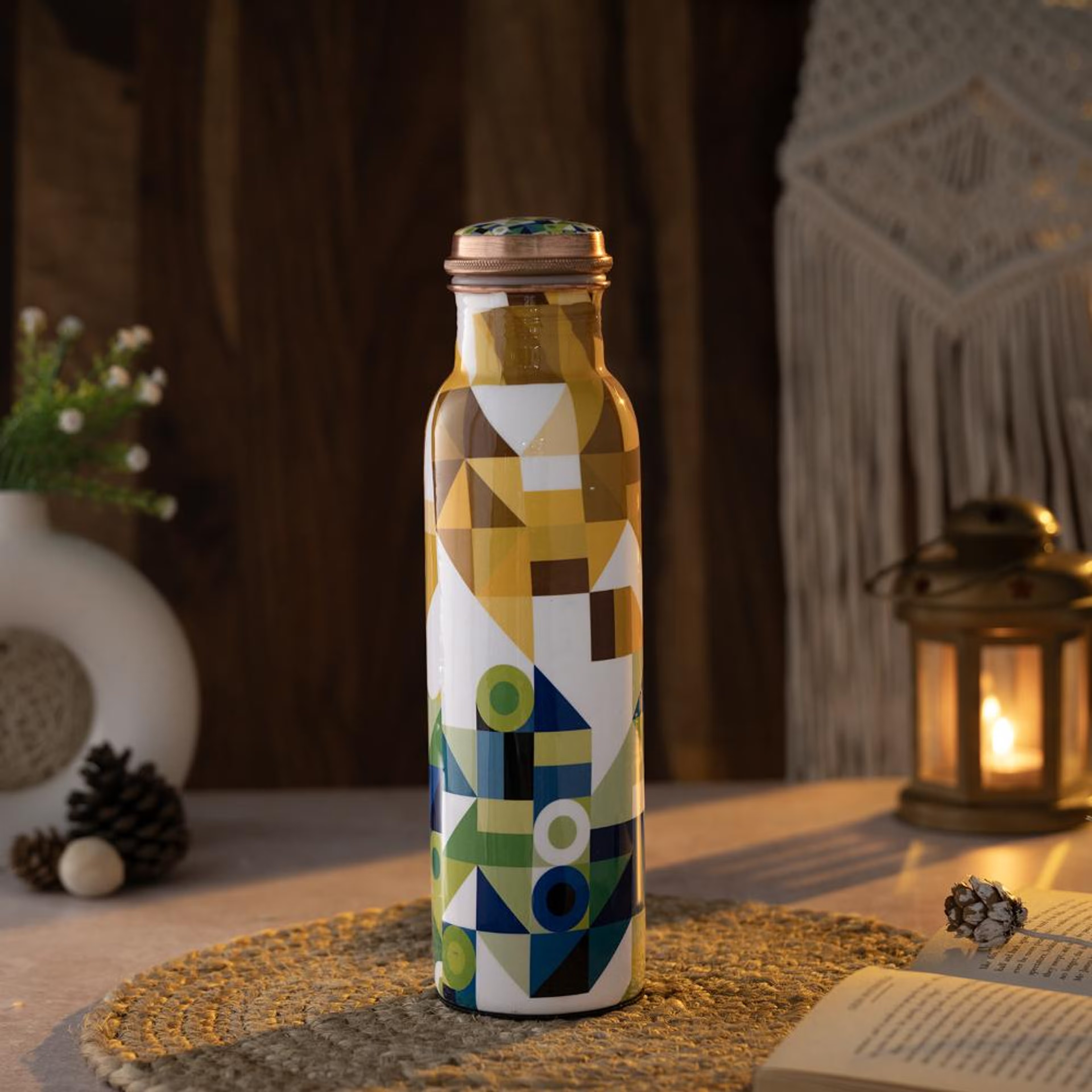 Designer Printed Copper Bottle | 1 Litre | 100% Pure Copper | Leak Proof & BPA Free | Office Bottle | Ayurveda Recommended | Boosts immunity| Supports Digestive & Liver Health | Viggo Copper Bottle, Set of 1