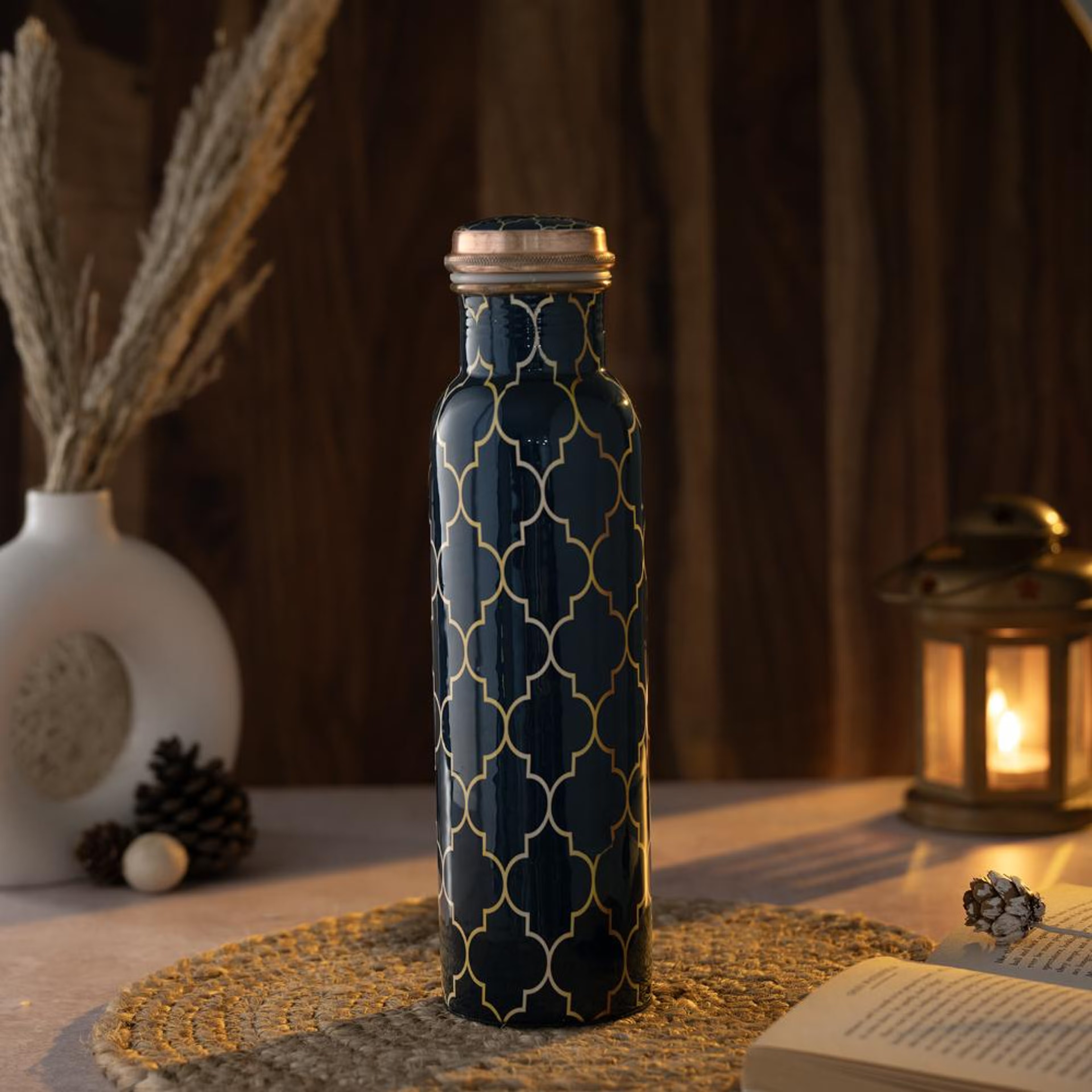 Designer Printed Copper Bottle | 1 Litre | 100% Pure Copper | Leak Proof & BPA Free | Office Bottle | Ayurveda Recommended | Boosts immunity| Supports Digestive & Liver Health | Ulla Copper Bottle, Set of 1