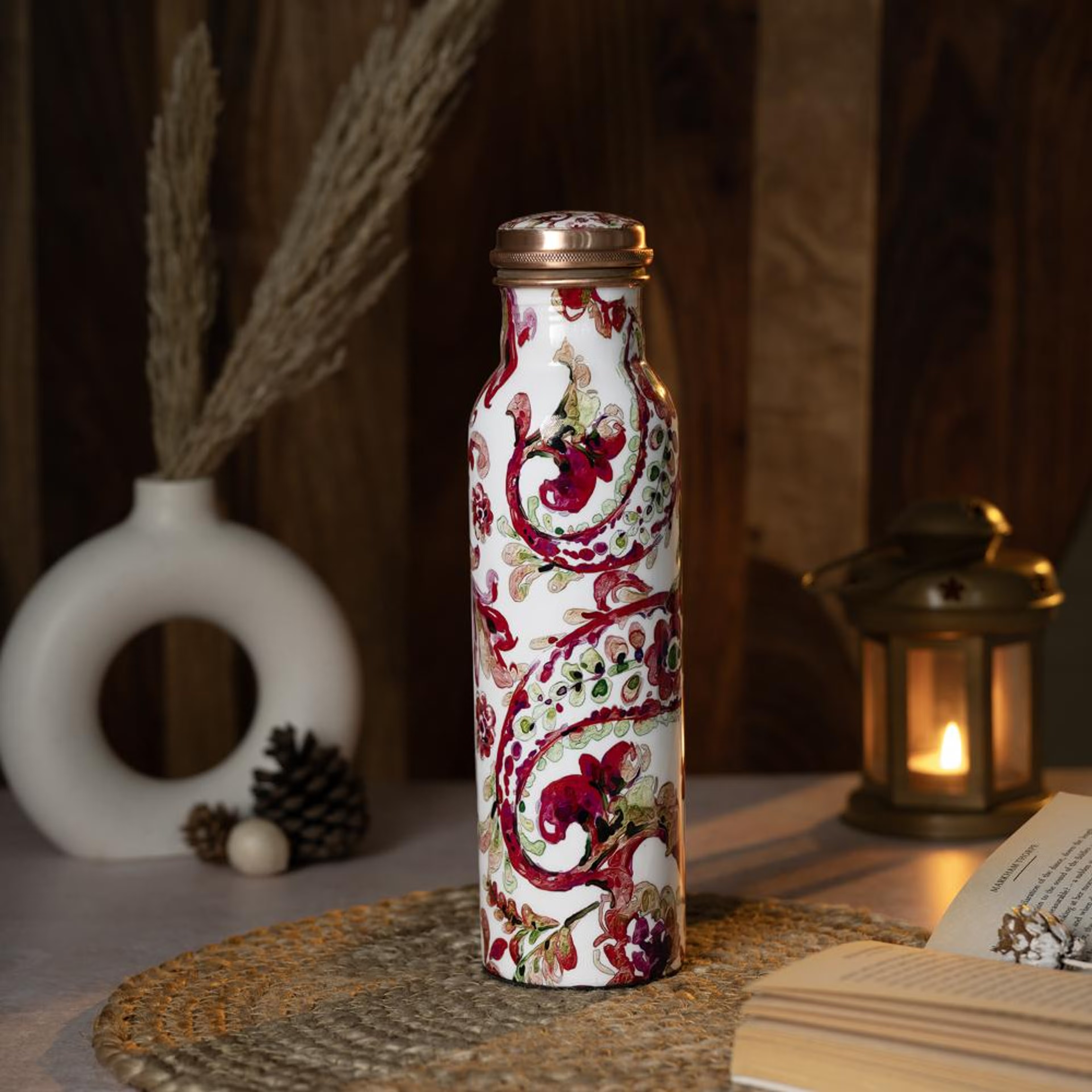 Designer Printed Copper Bottle | 1 Litre | 100% Pure Copper | Leak Proof & BPA Free | Office Bottle | Ayurveda Recommended | Boosts immunity| Supports Digestive & Liver Health | Vagn Copper Bottle, Set of 1