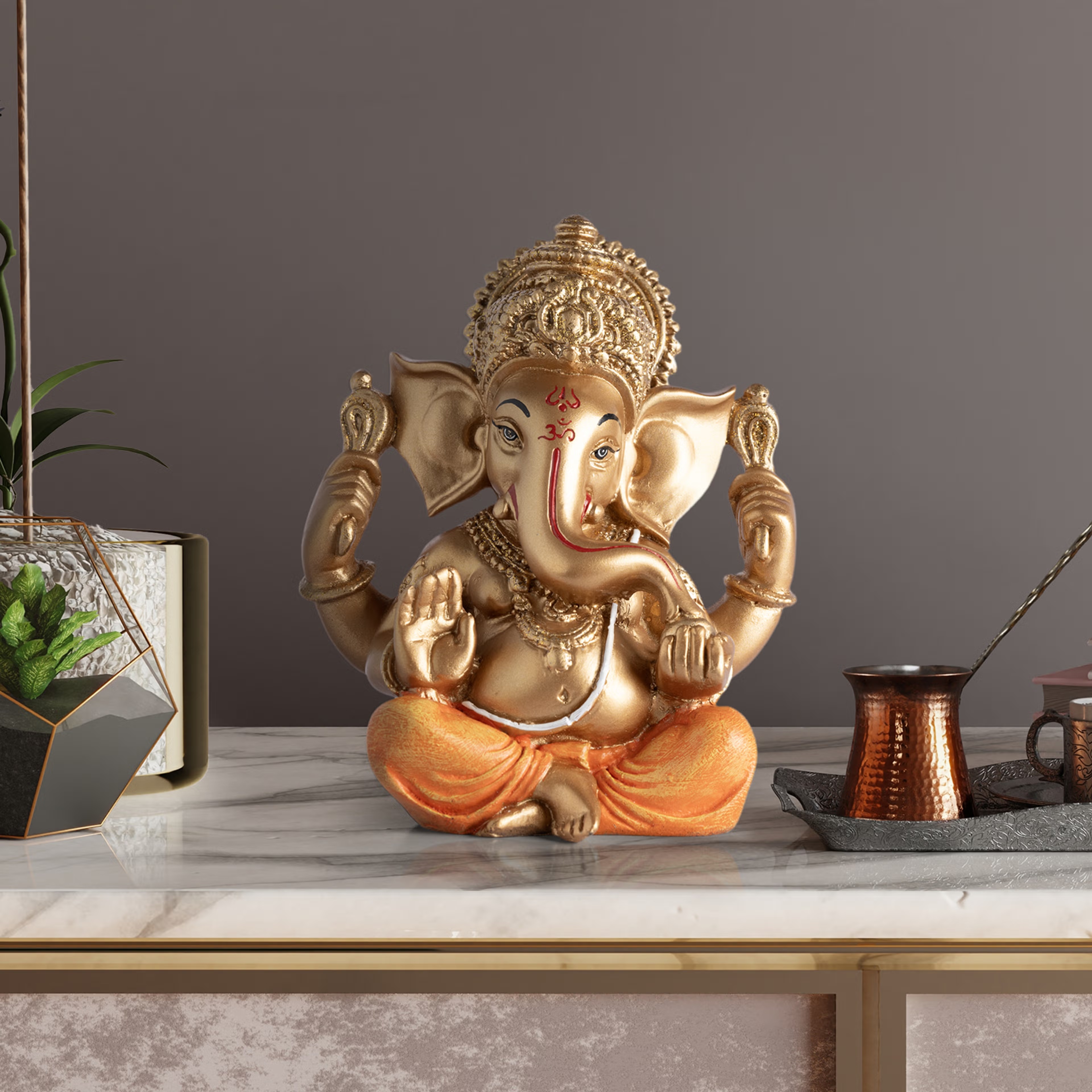 Wakefit Harmony Bringer Ganpati Idol Polyrasin, Set of 1