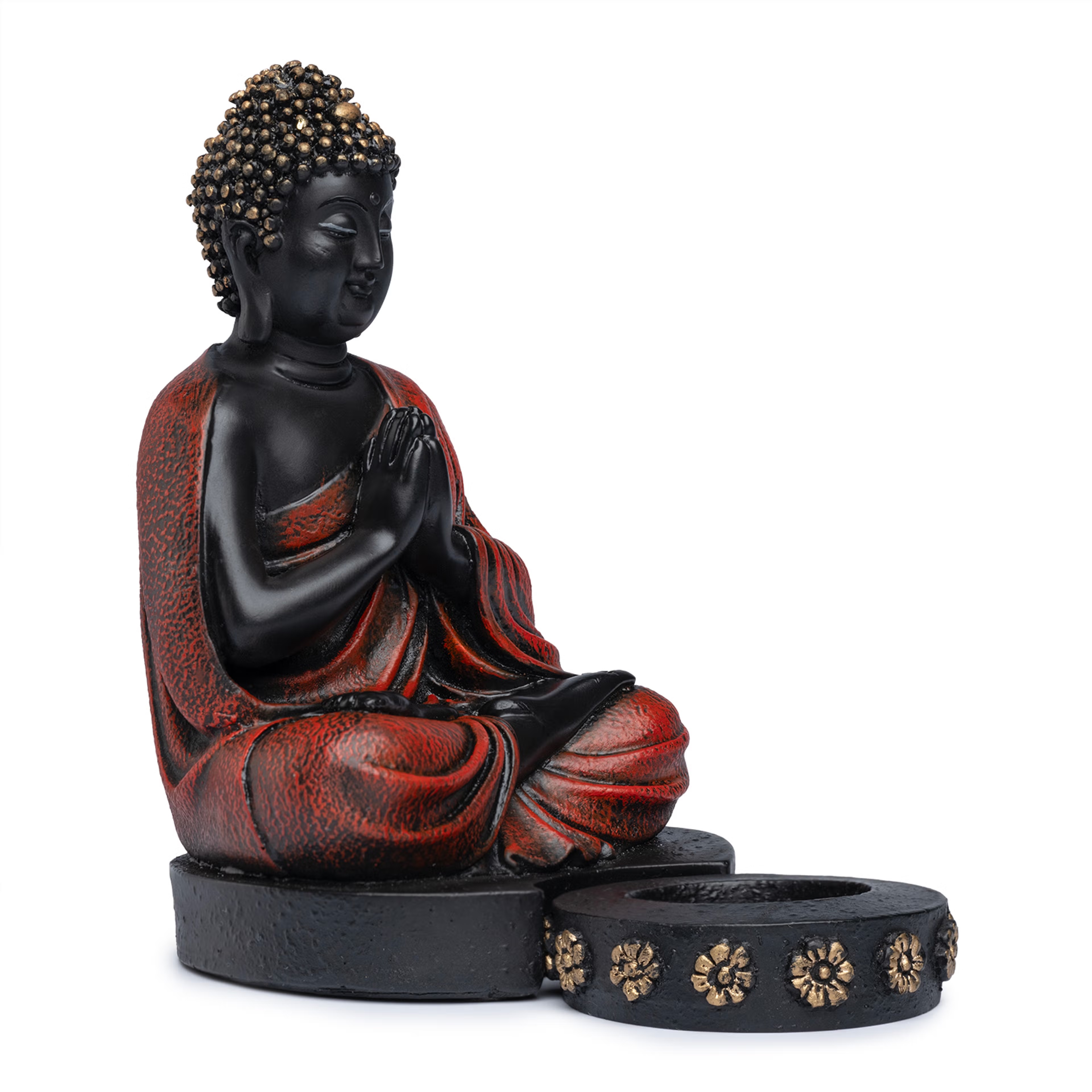 Wakefit Healing Buddha Tealight Holder Polyrasin, Set of 1