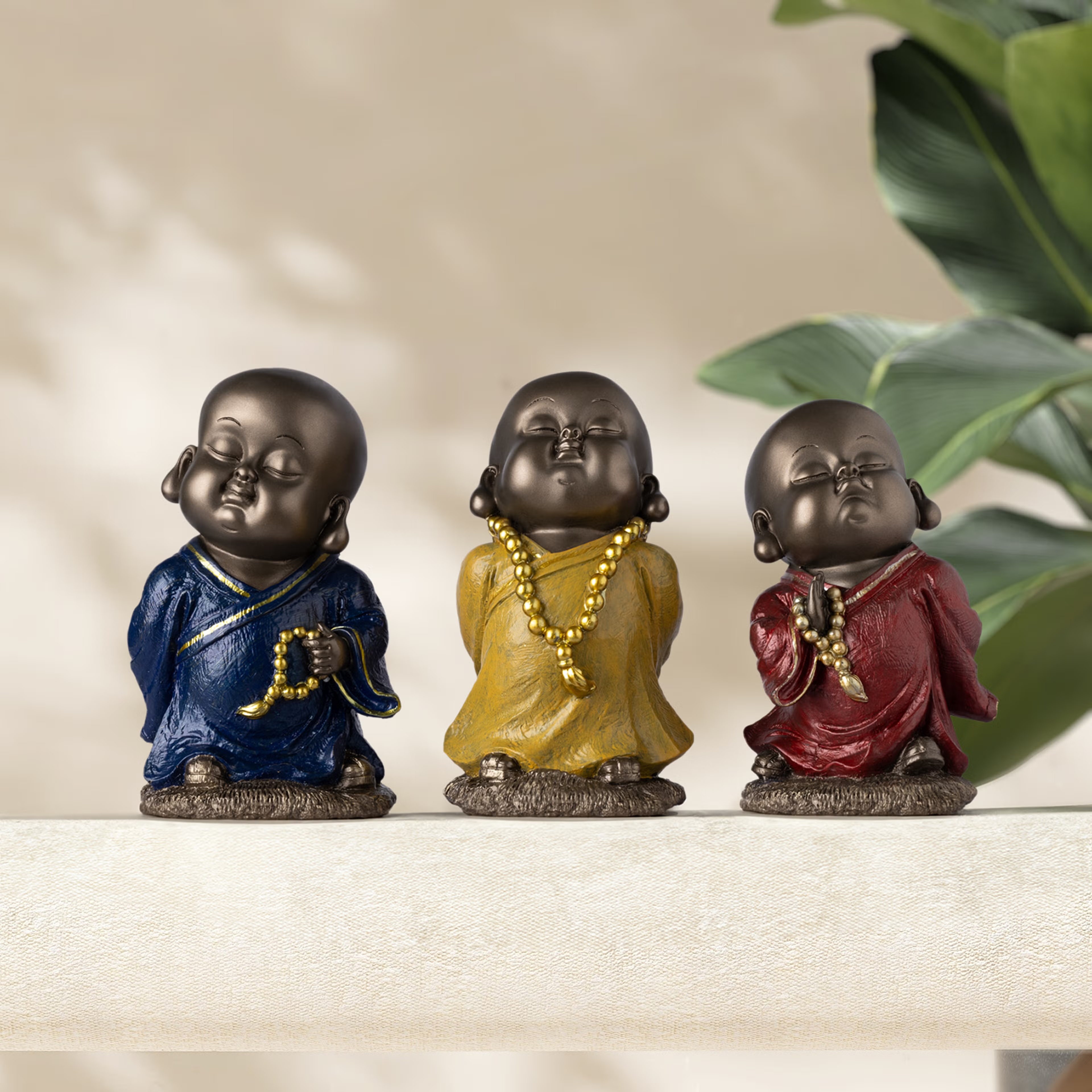 Wakefit Miniature Serenity Monks ( Set of 3 ) Polyrasin, Set of 3