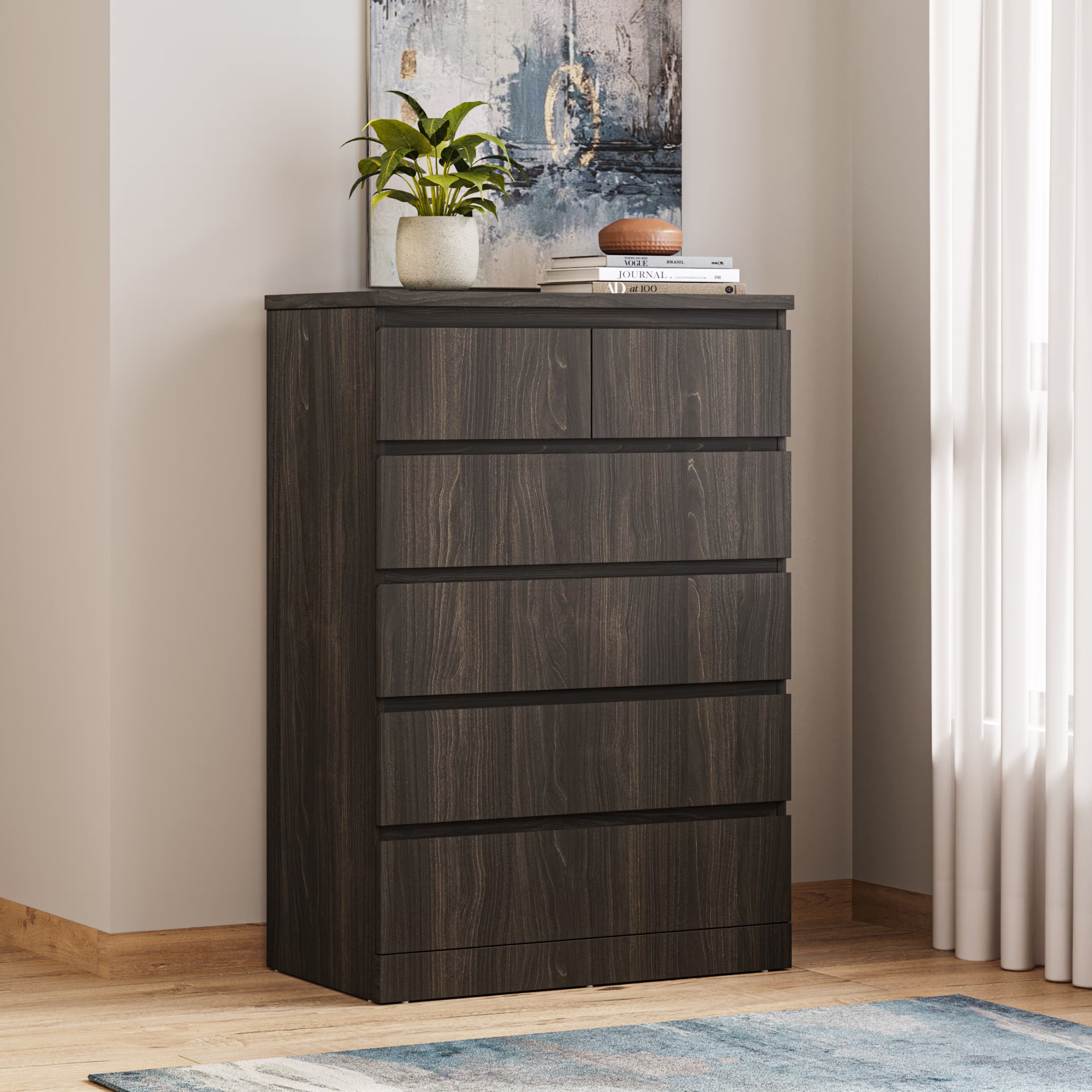 Wakefit Centaur Engineered Wood Chest of Drawer with 4 big and 2 small drawers 4 Big 2 Small Drawers, Wyoming Maple
