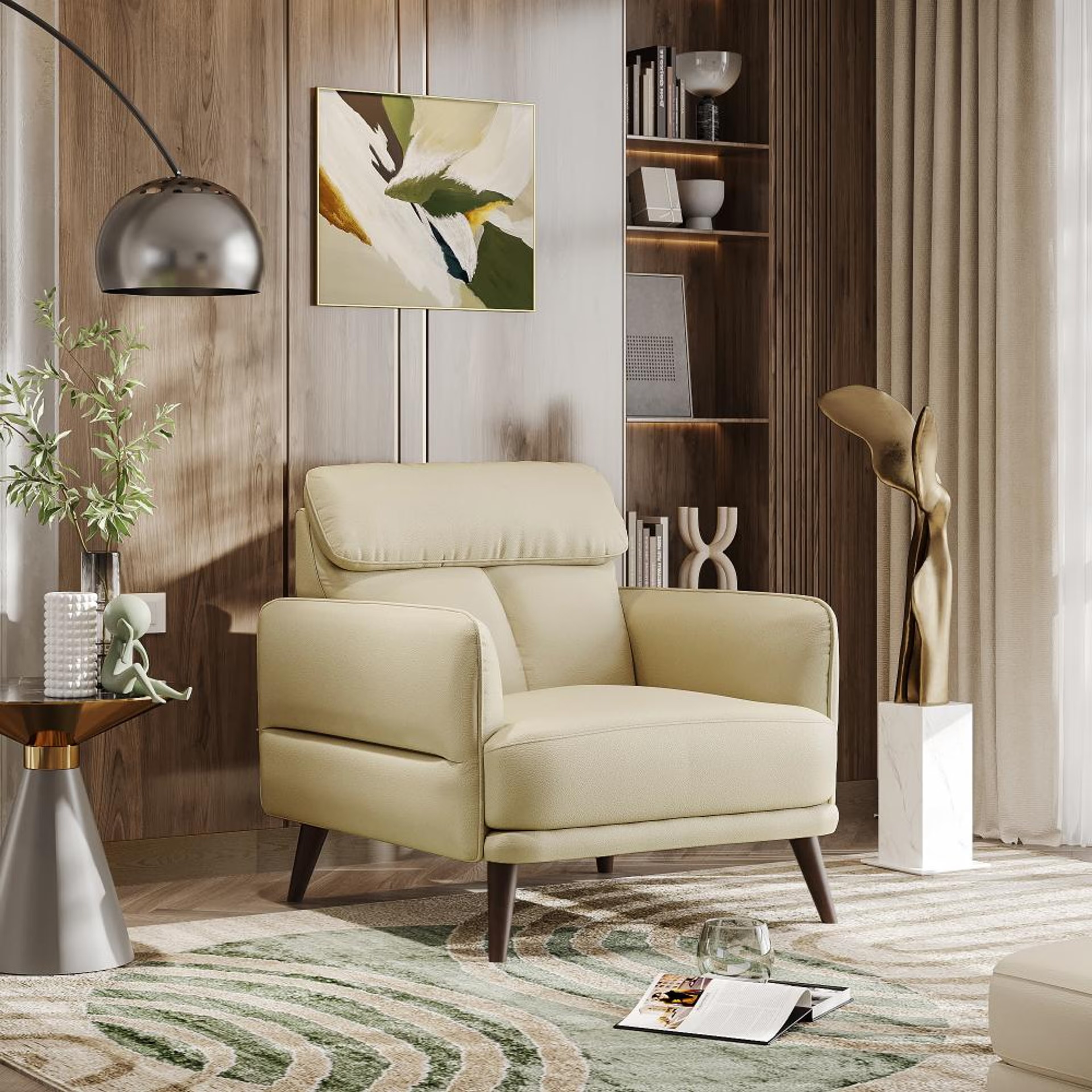 Wakefit Azores Sofa - Single Seater Single Seater, Beige