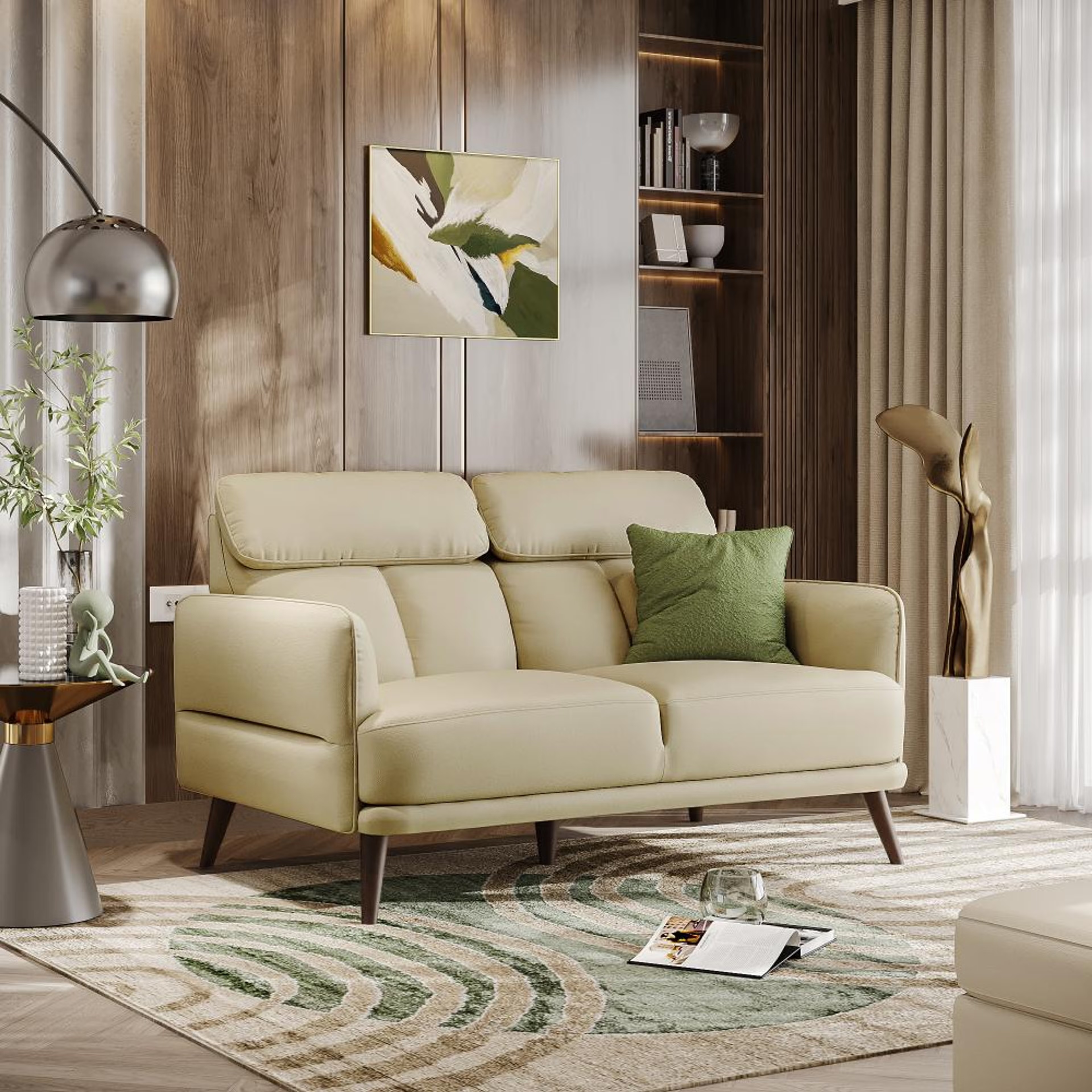 Wakefit Azores Sofa - Two Seater Two Seater, Beige
