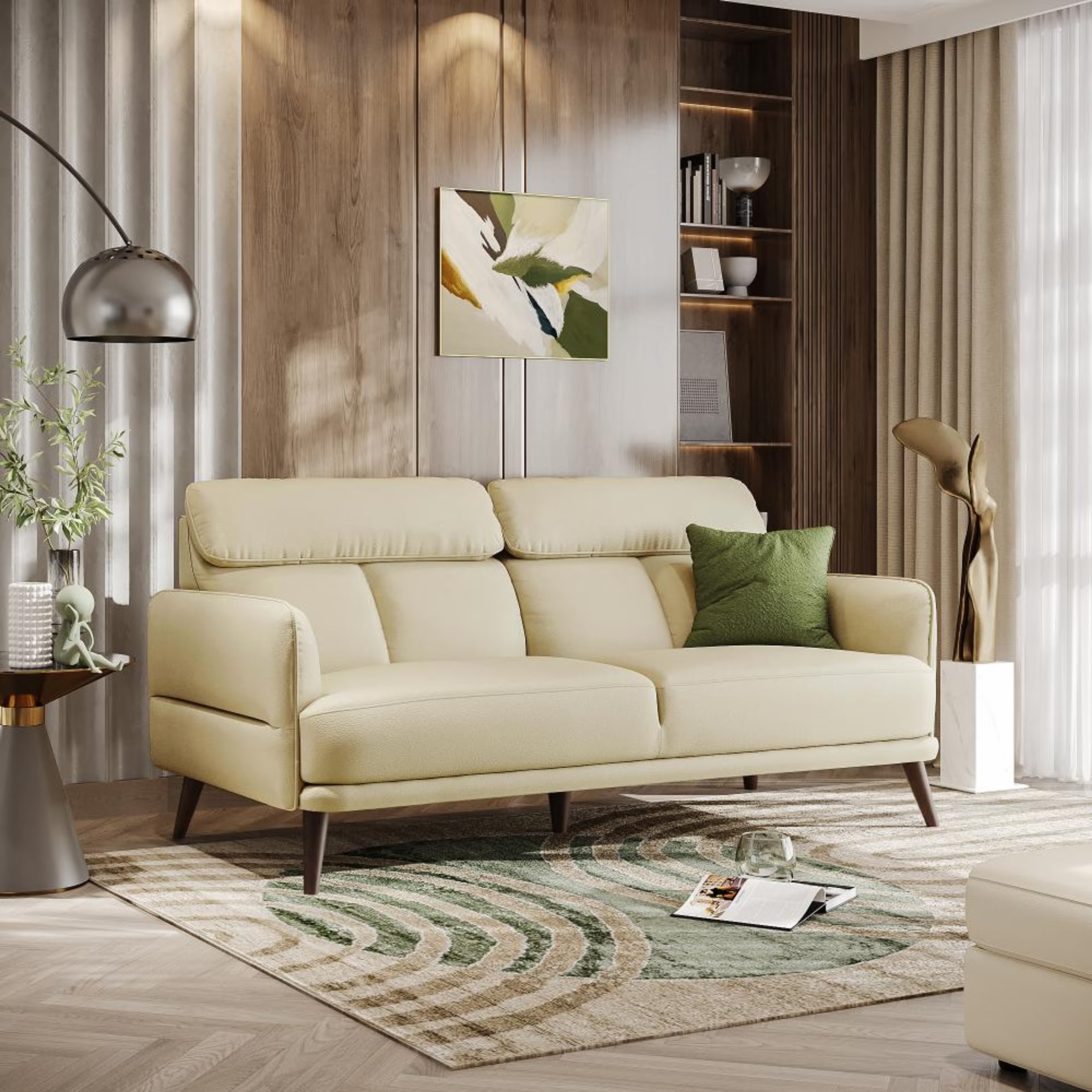 Wakefit Azores Sofa - Three Seater Three Seater, Beige