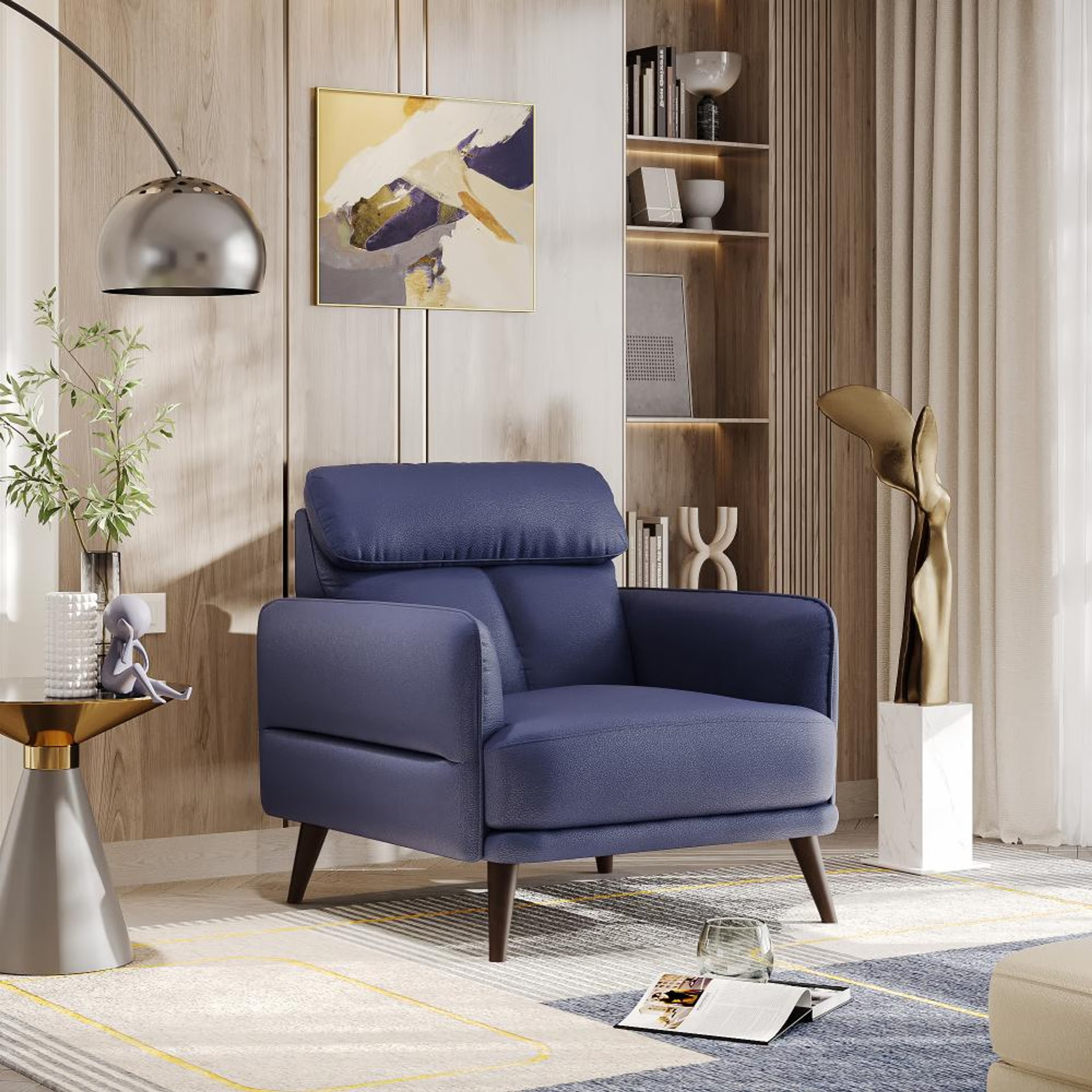 Wakefit Azores Sofa - Single Seater Single Seater, Blue