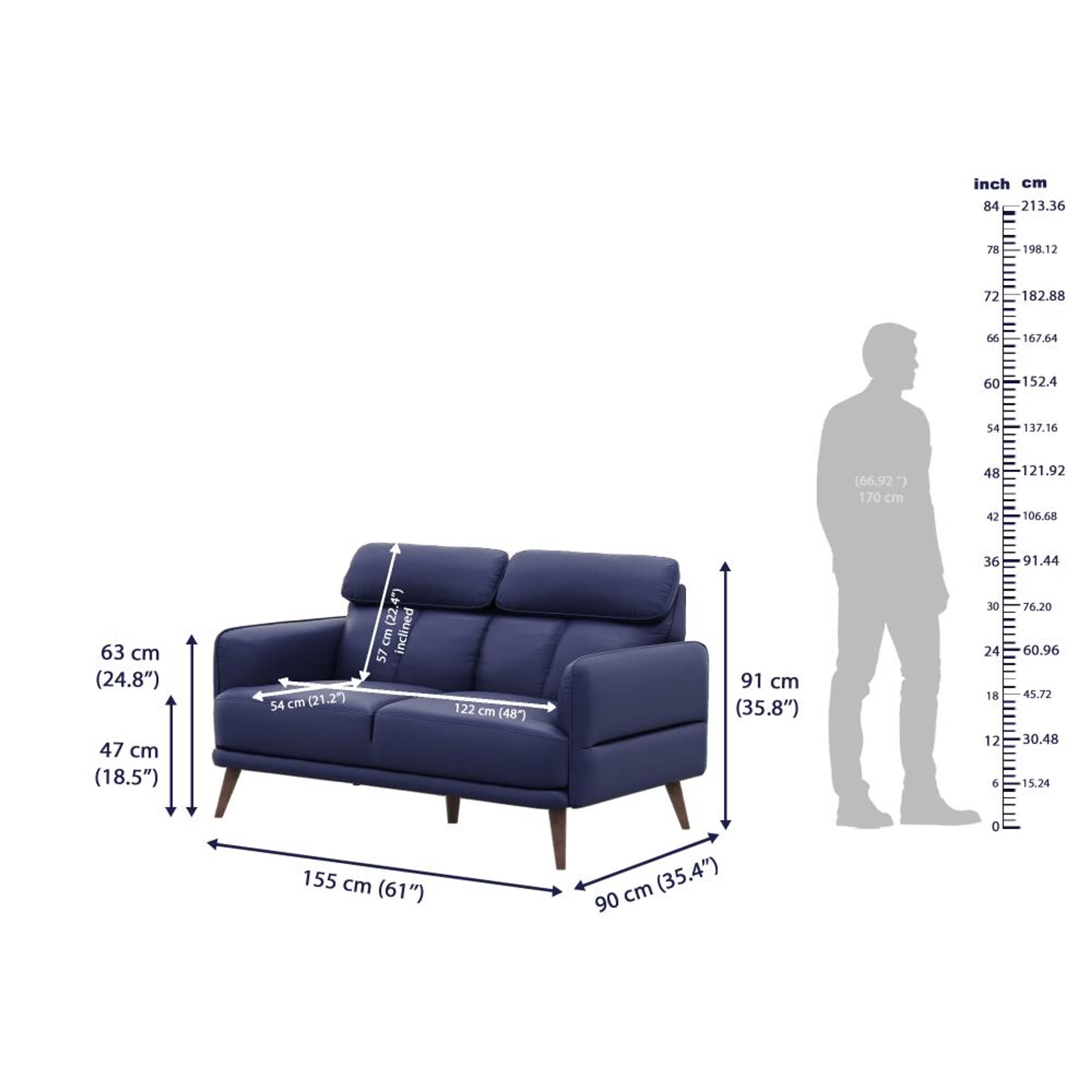 Wakefit Azores Sofa - Two Seater Two Seater, Blue 7 Wakefit Azores Sofa - Two Seater Two Seater, Blue