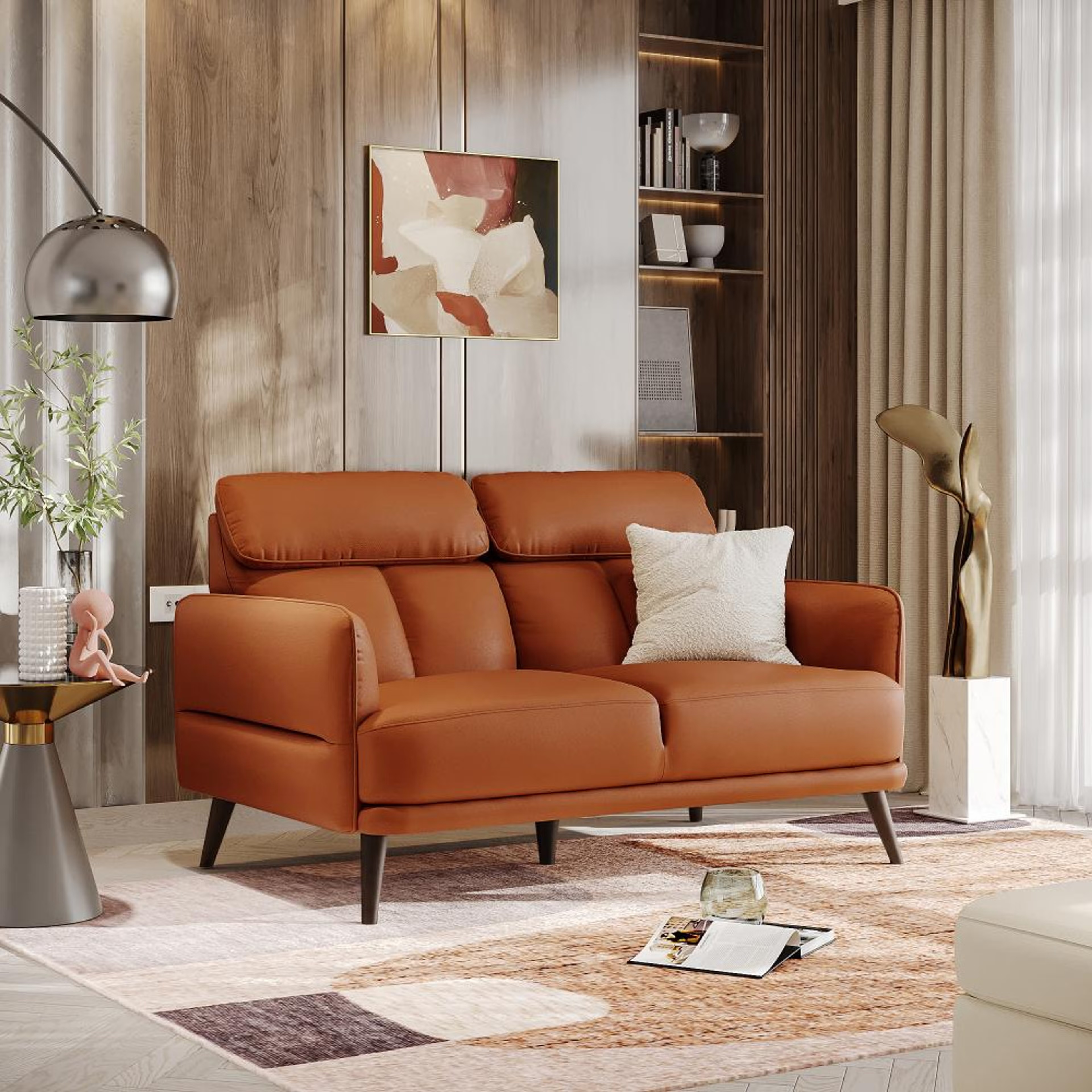 Wakefit Azores Sofa - Two Seater Two Seater, Tan