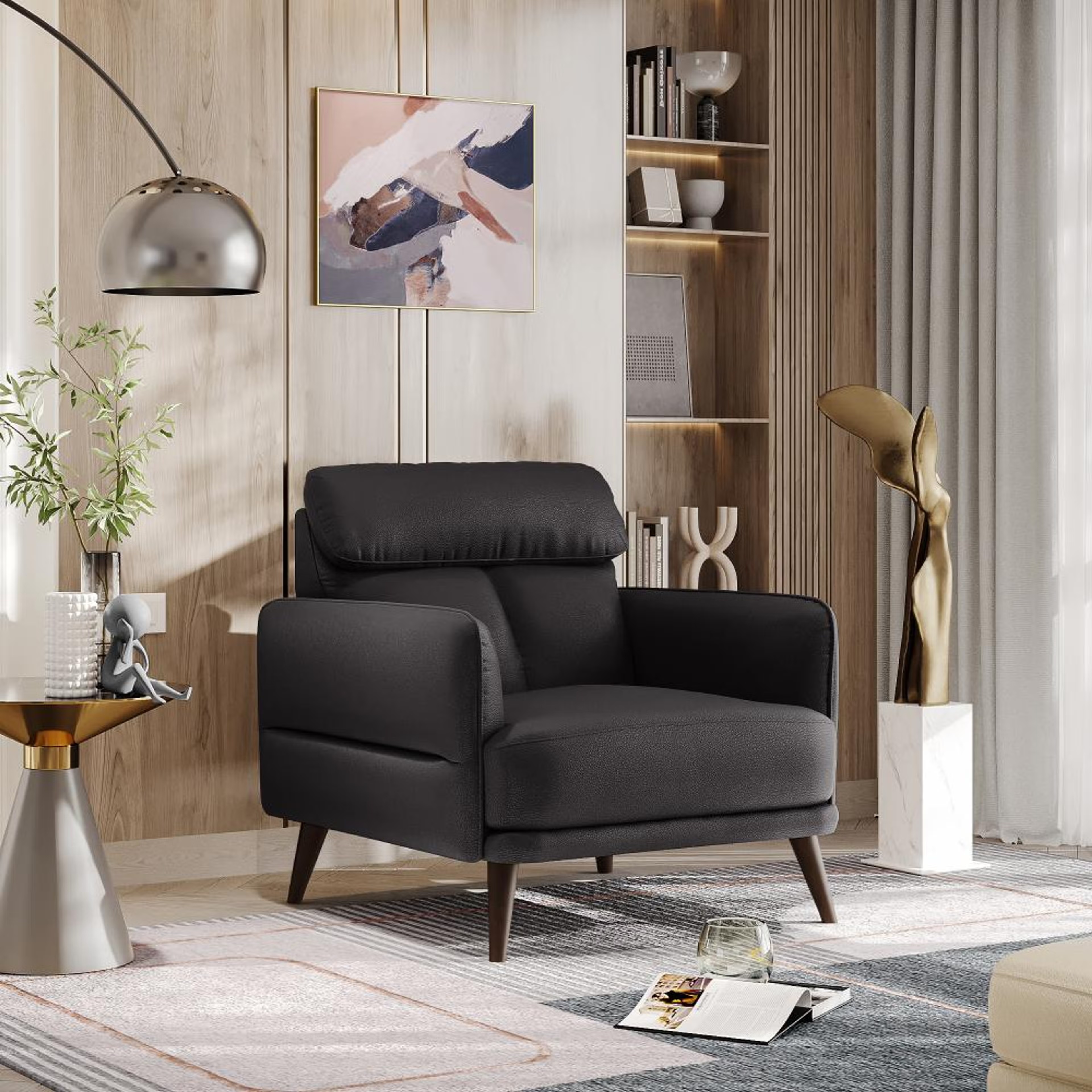 Wakefit Azores Sofa - Single Seater Single Seater, Black