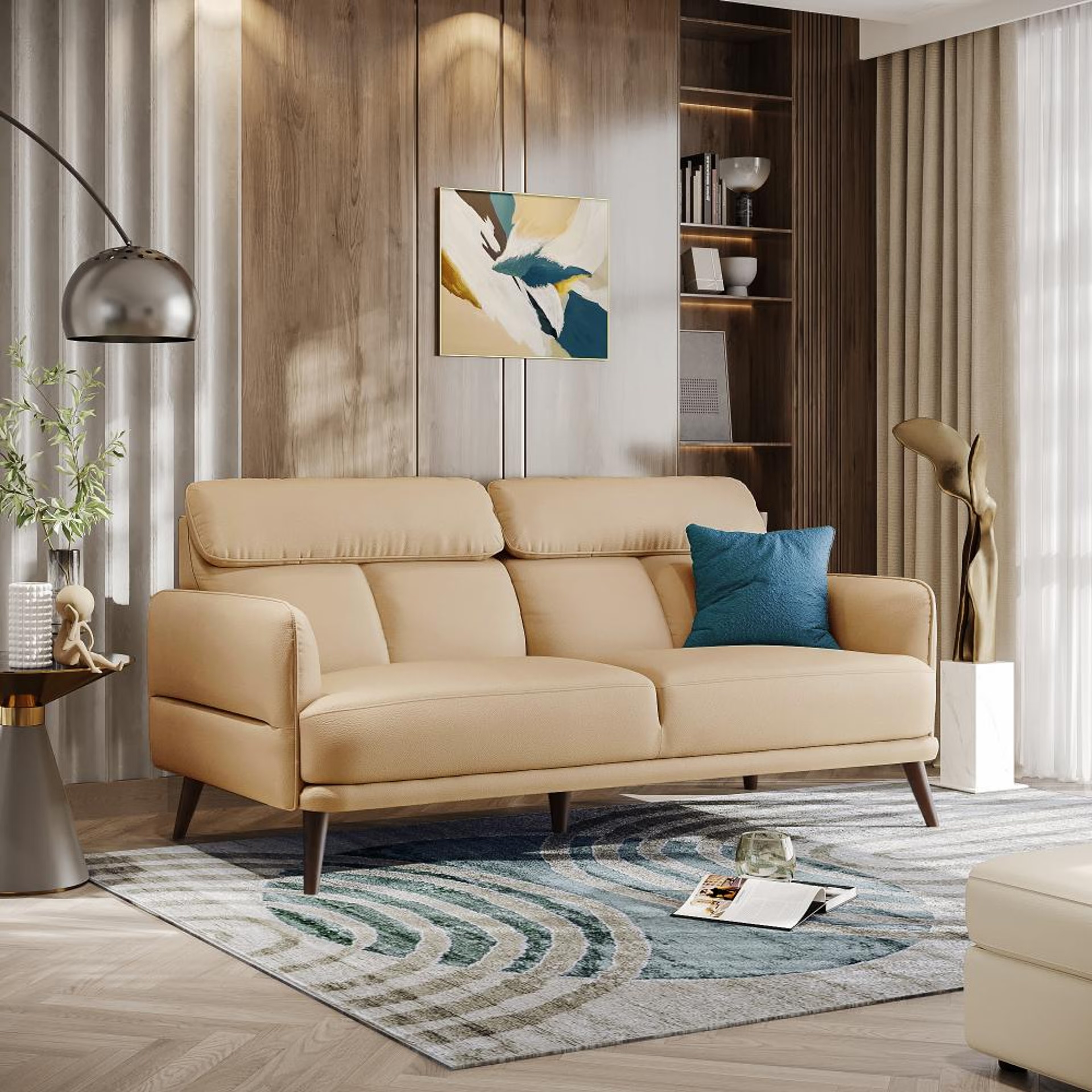 Wakefit Azores Sofa - Three Seater Three Seater, Ivory