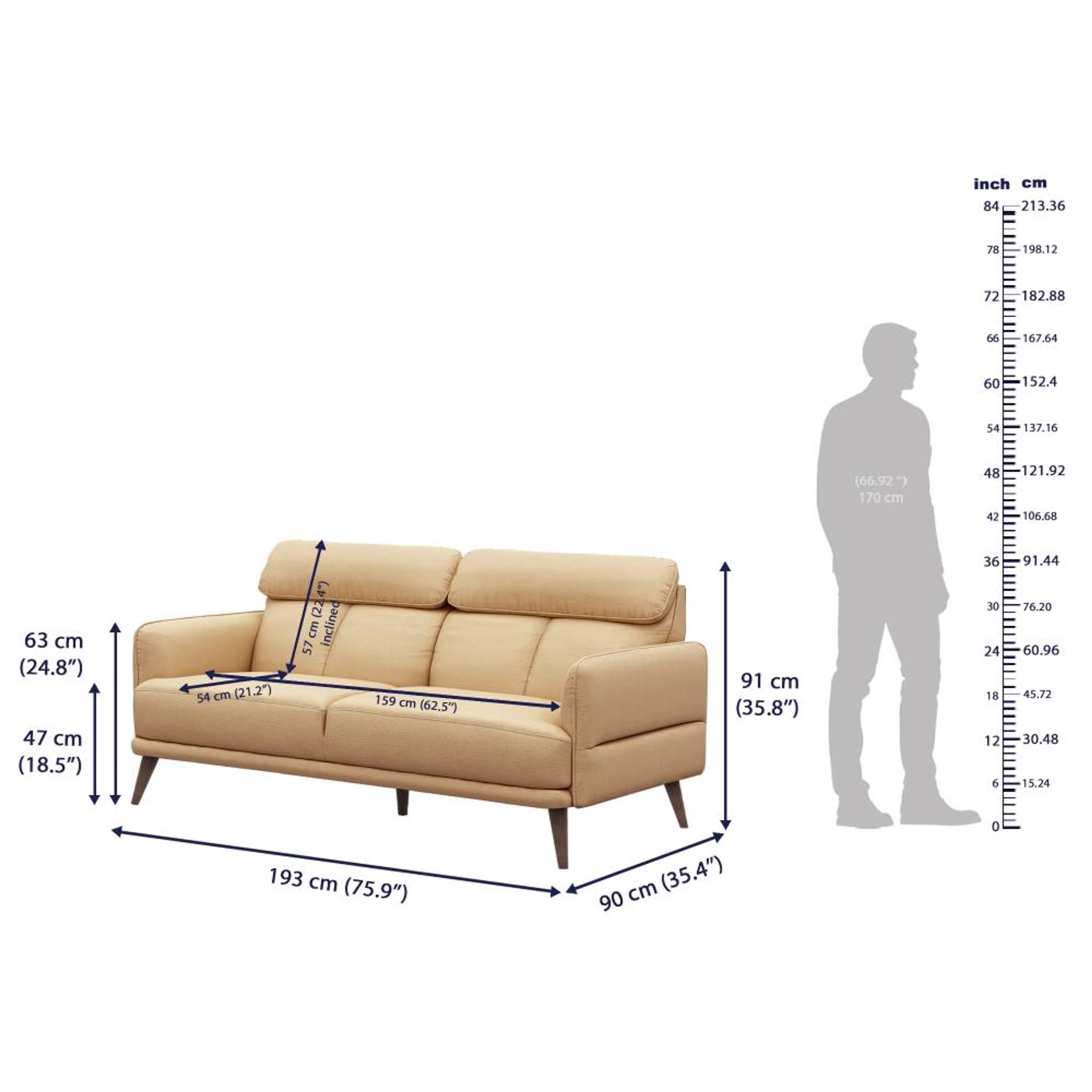 Wakefit Azores Sofa - Three Seater Three Seater, Ivory 7 Wakefit Azores Sofa - Three Seater Three Seater, Ivory