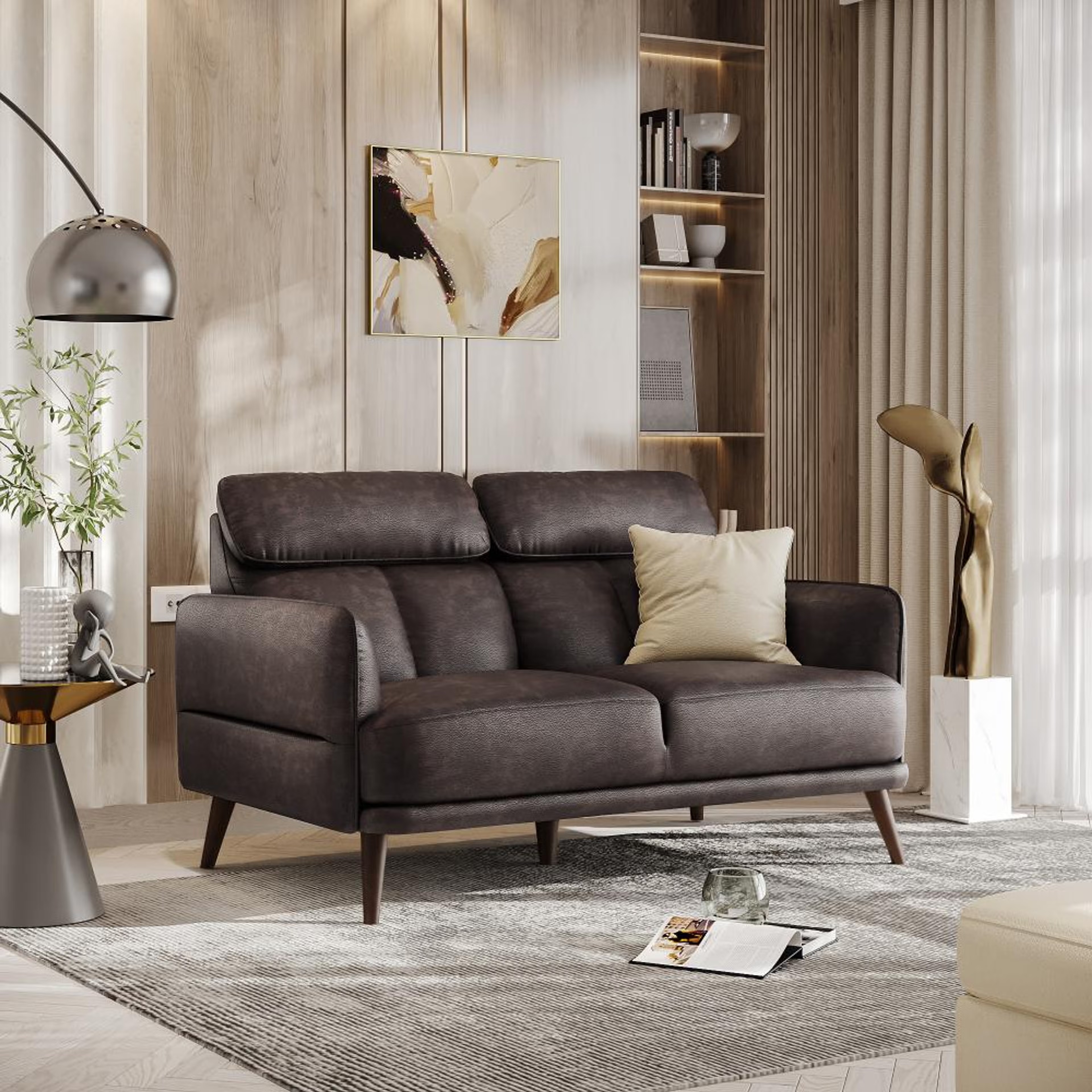 Wakefit Azores Sofa - Two Seater Two Seater, Brown
