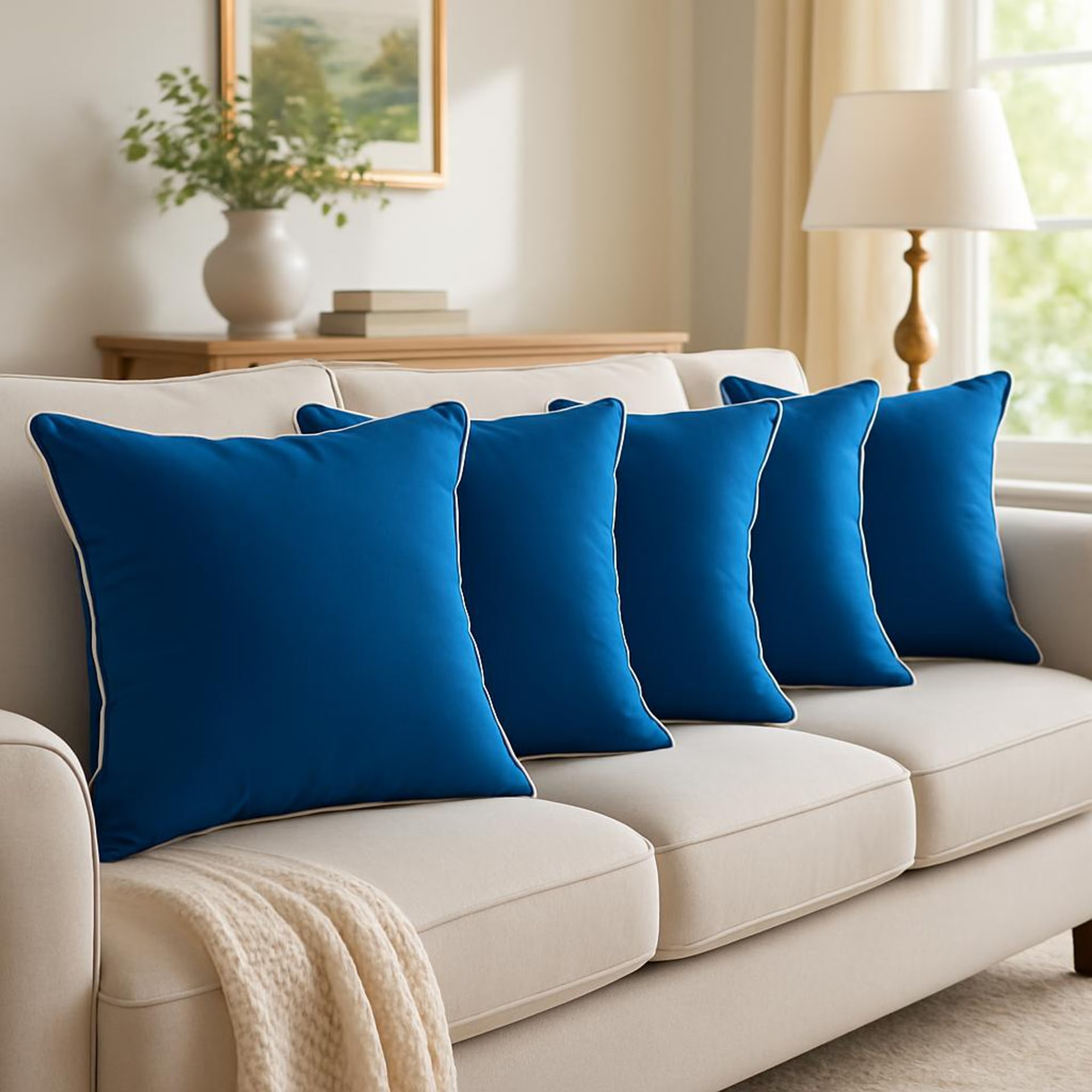 Cushion | Pack of 5 | 16x16 Inch | Hollow Fiber Filling | Use With or Without Cover | For Sofa & Bed | Gentle Machine Wash | Dark Teal 16"x16\