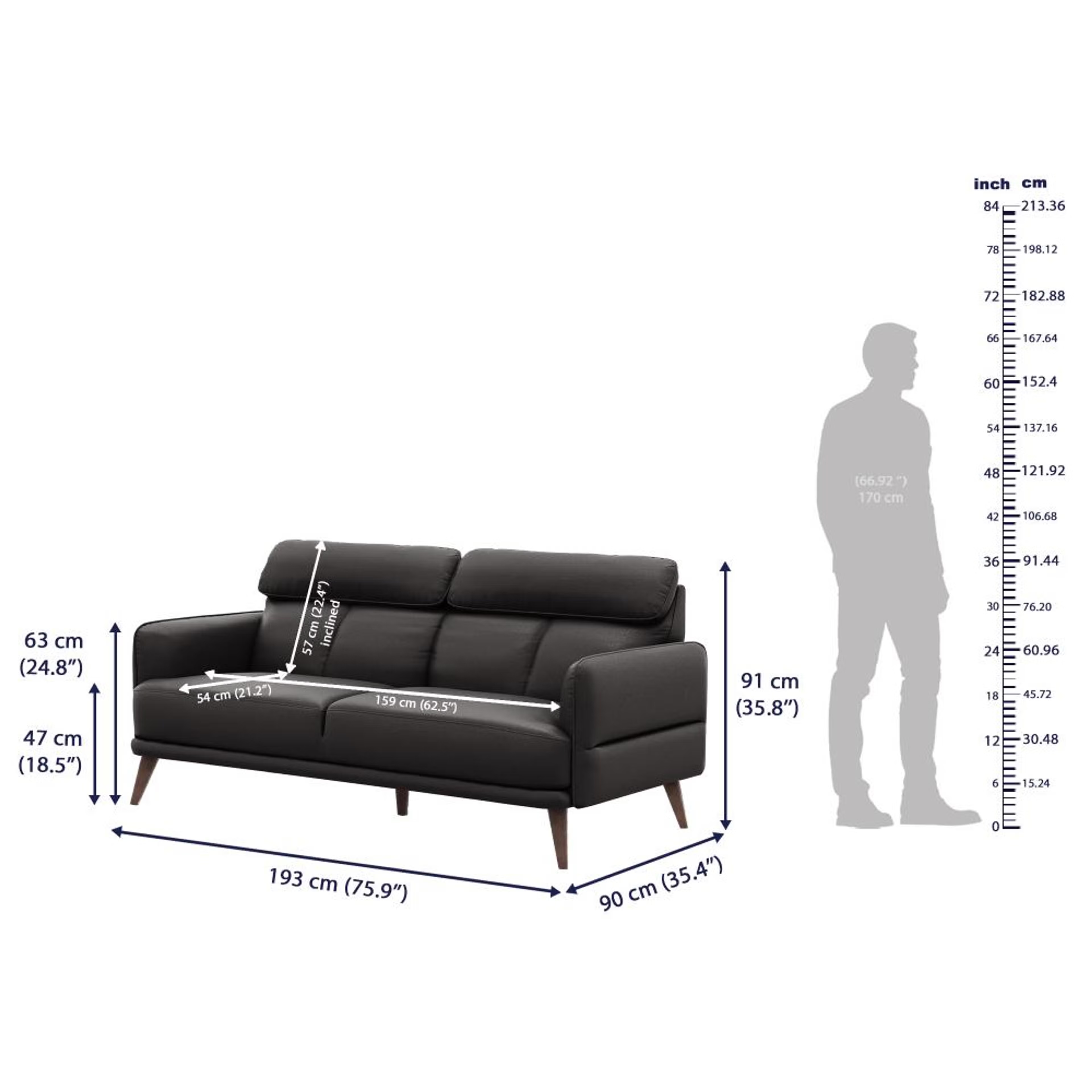 Wakefit Azores Sofa Set (3+2) Seater Set (3+2), Black 8 Wakefit Azores Sofa Set (3+2) Seater Set (3+2), Black