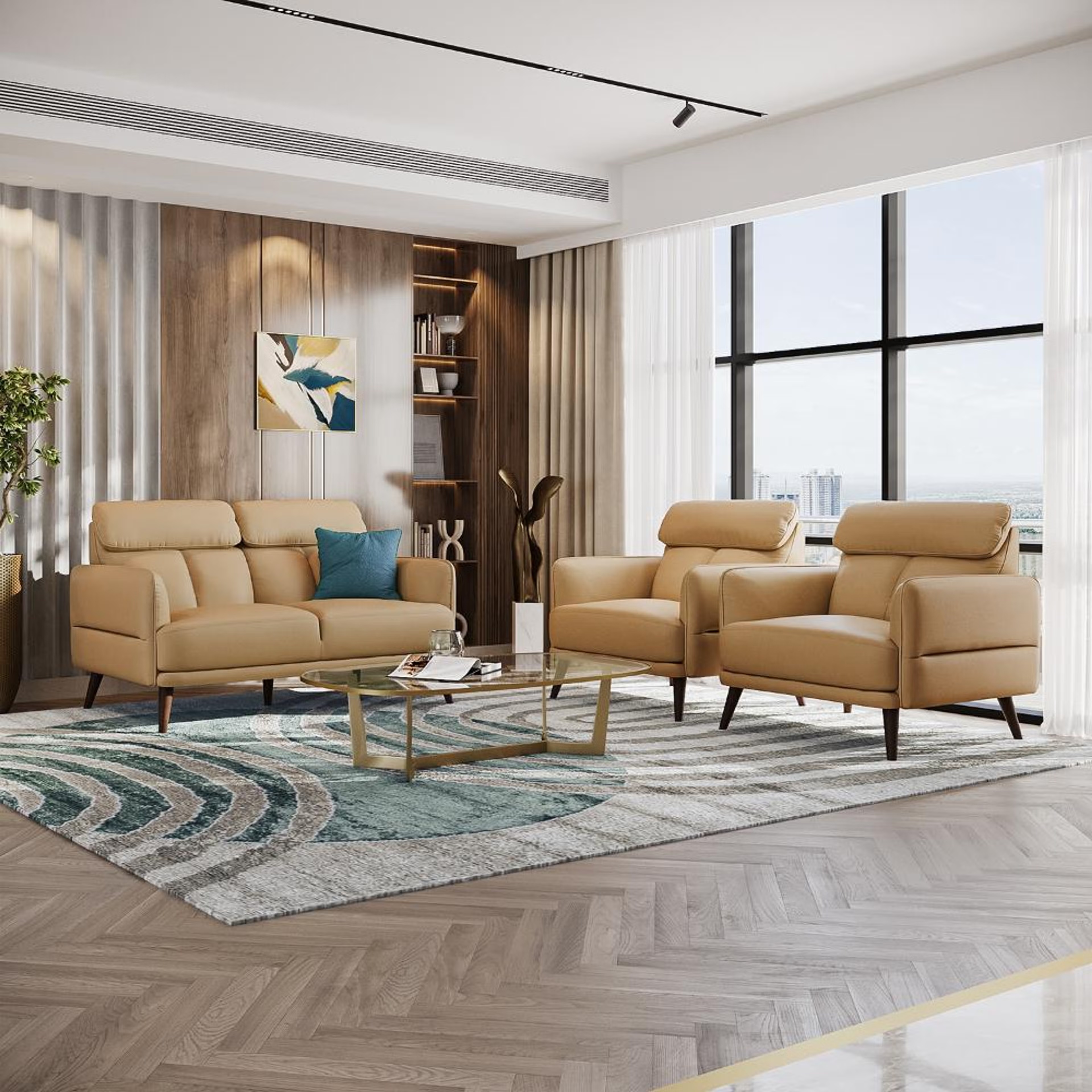 Wakefit Azores Sofa Set (2+1+1) Seater Set (2+1+1), Ivory