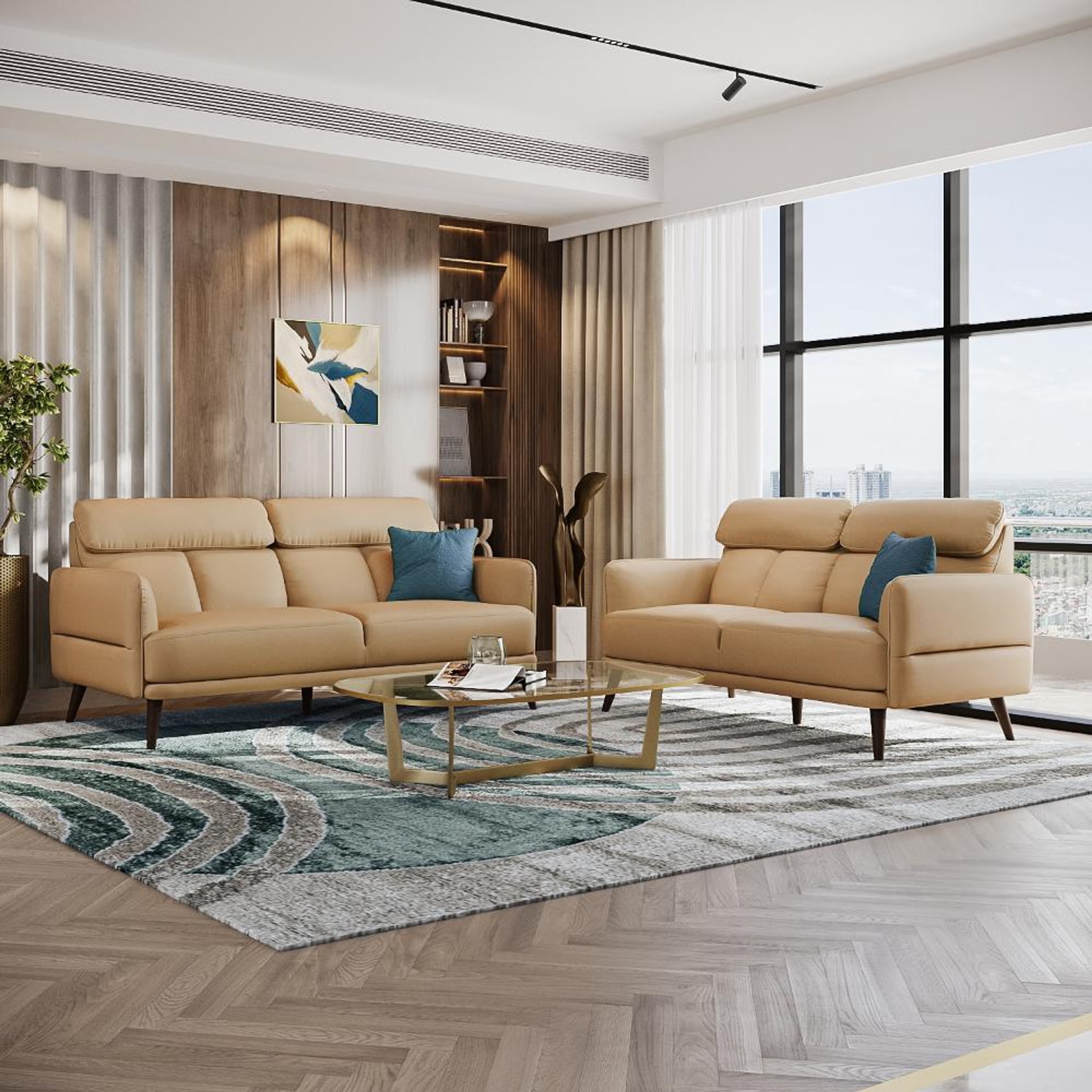 Home 42 Wakefit Azores Sofa Set (3+2) Seater Set (3+2), Ivory