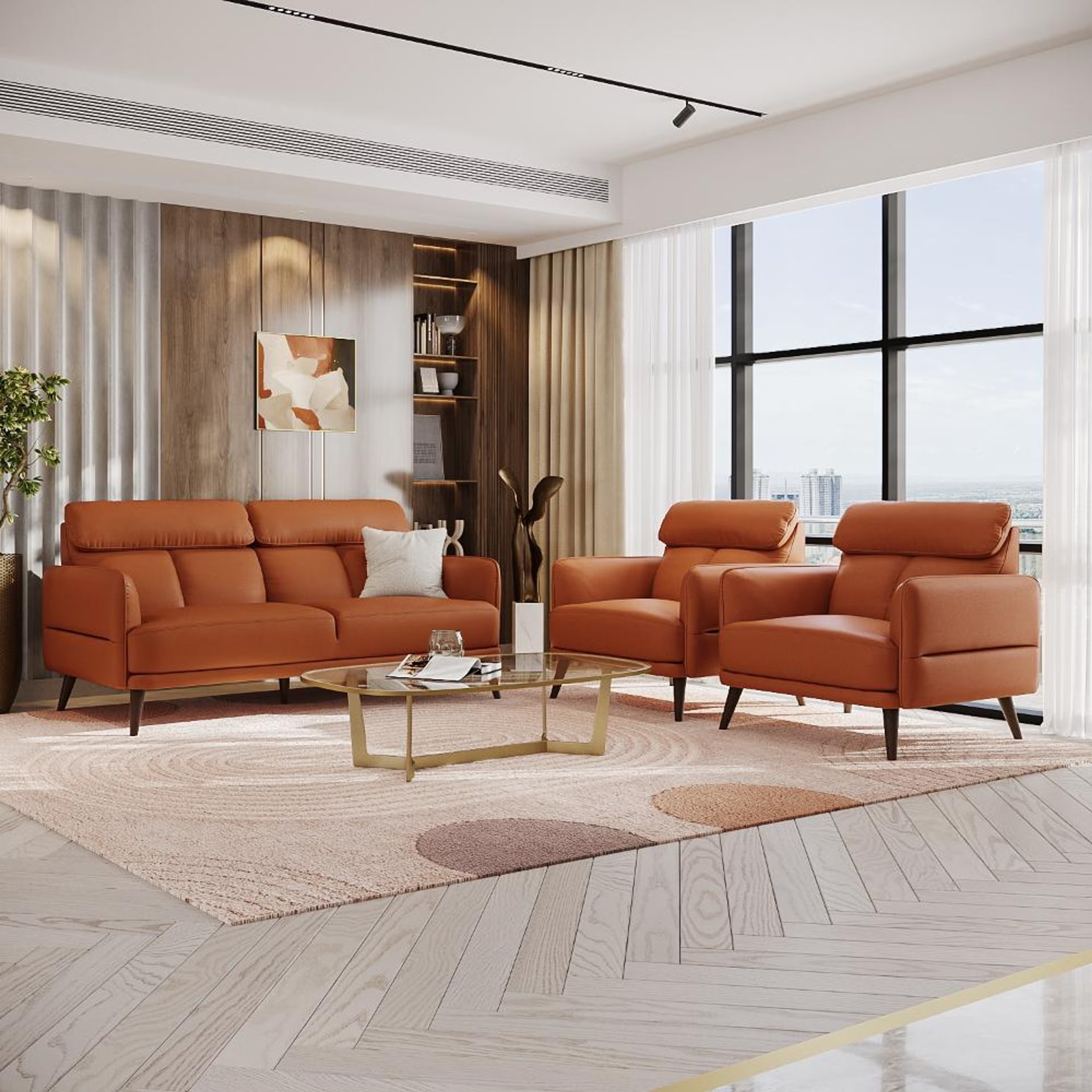 Home 28 Wakefit Azores Sofa Set (3+1+1) Seater Set (3+1+1), Tan
