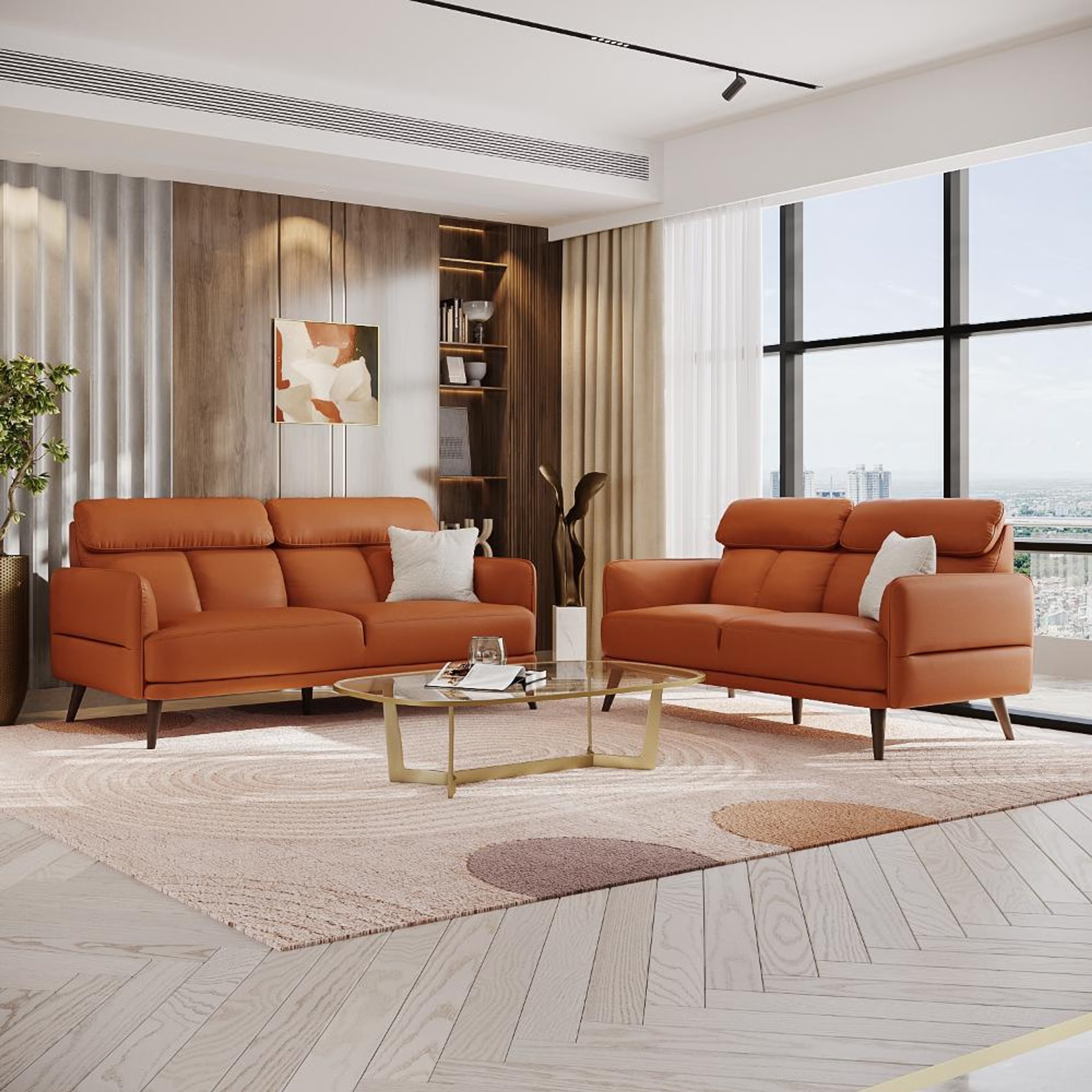 Wakefit Azores Sofa Set (3+2) Seater Set (3+2), Tan