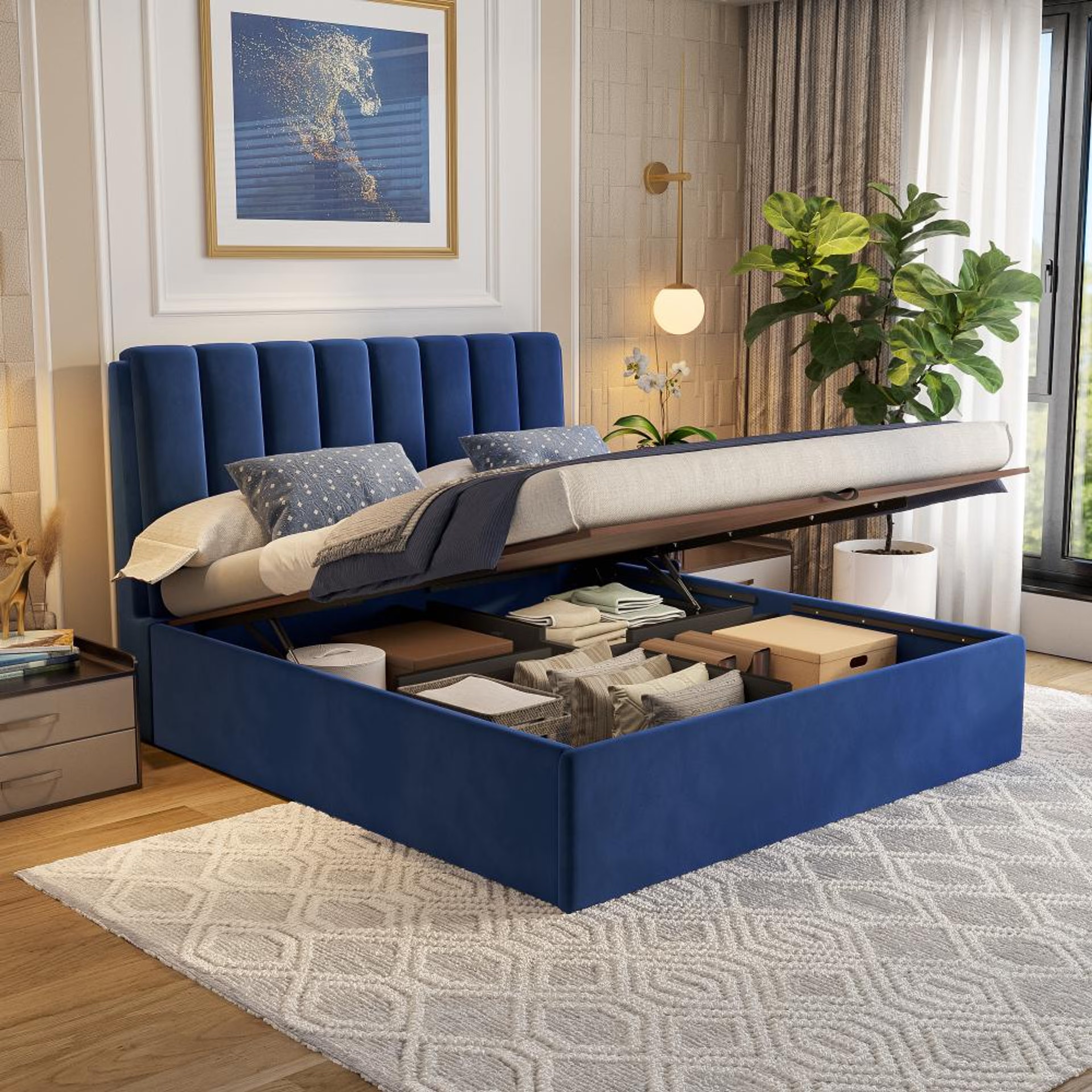 Wakefit Antho King Size Hydraulic Upholstered Bed King - 78" x 72\