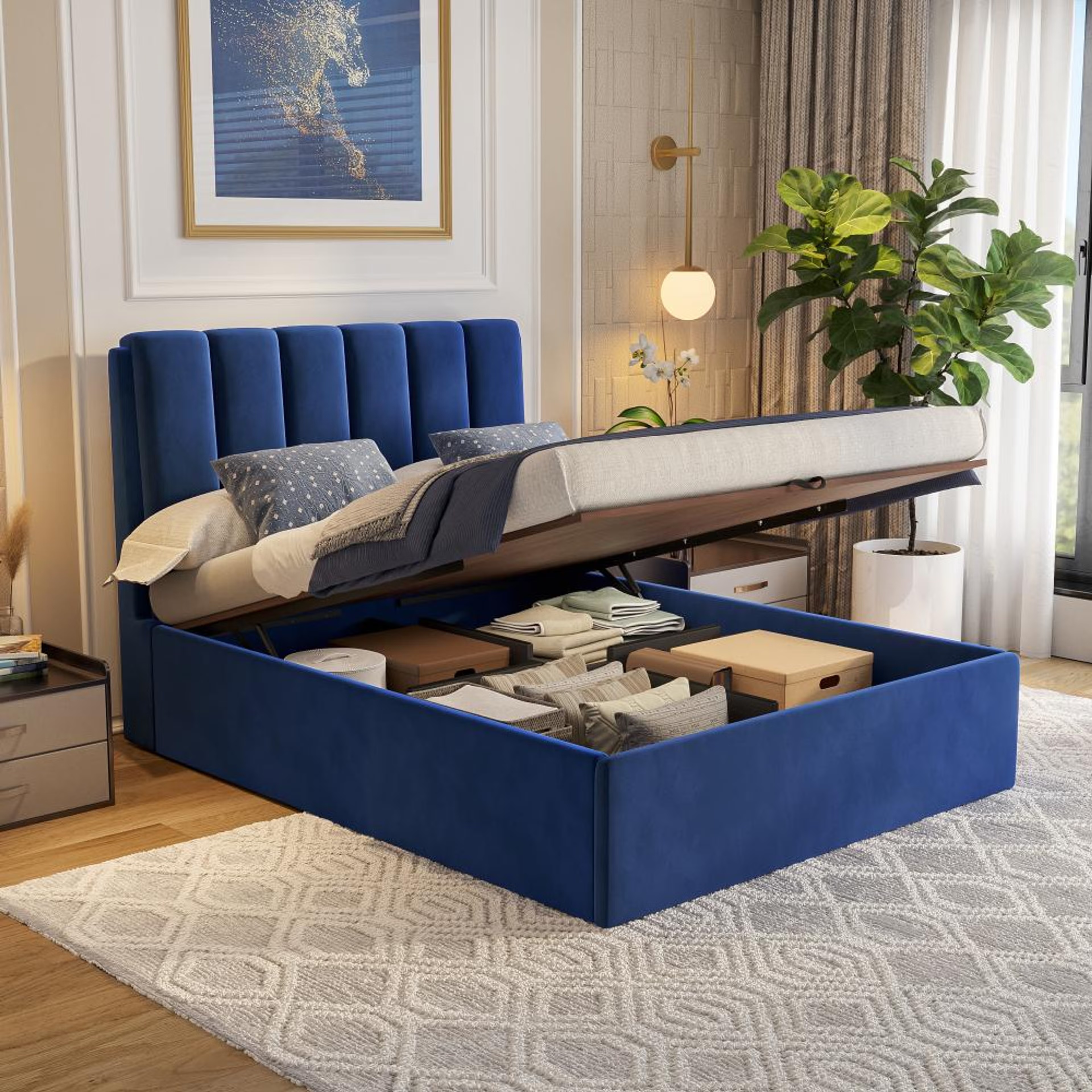 Wakefit Antho Queen Size Hydraulic Upholstered Bed Queen - 78" x 60\