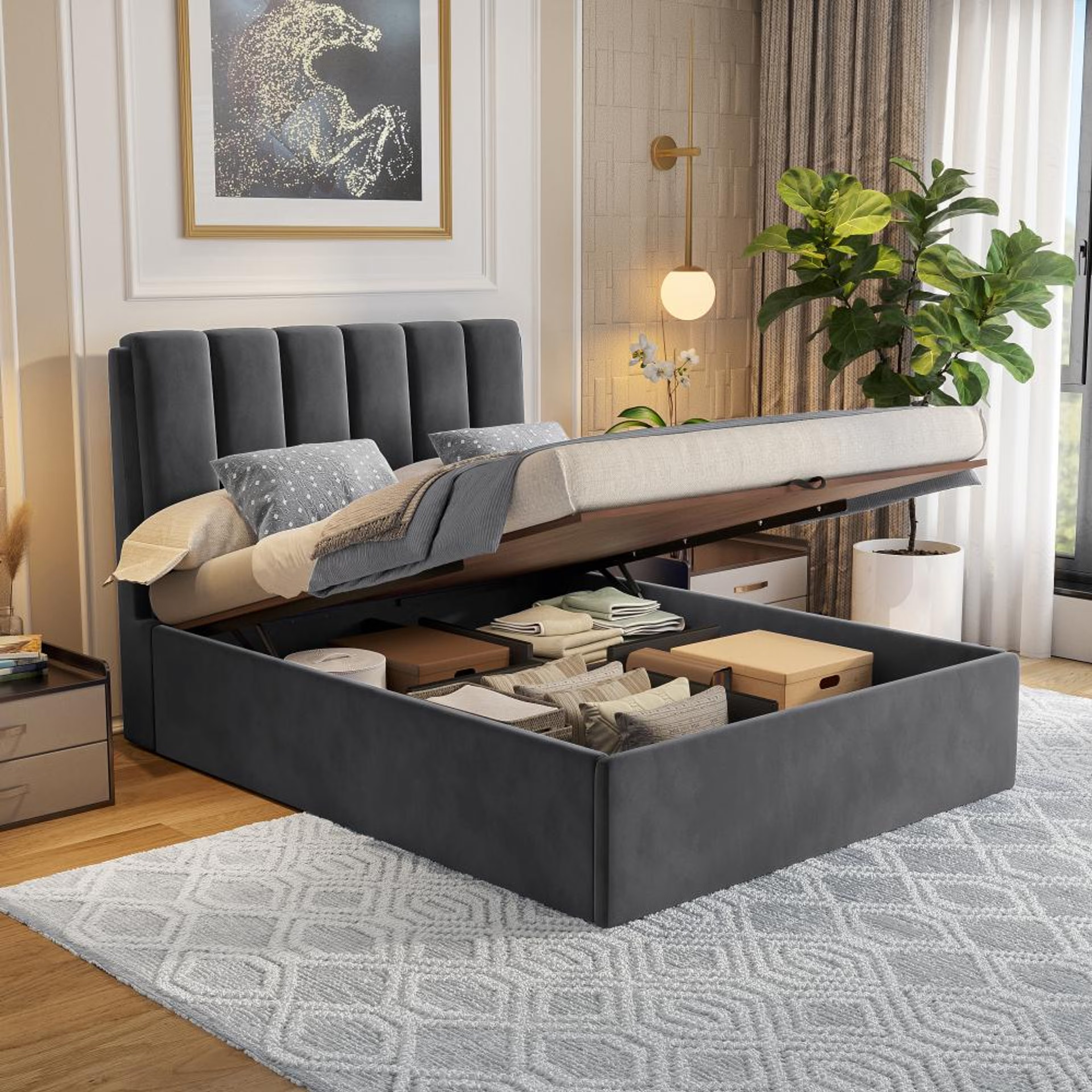 Wakefit Antho Queen Size Hydraulic Upholstered Bed Queen - 78" x 60\
