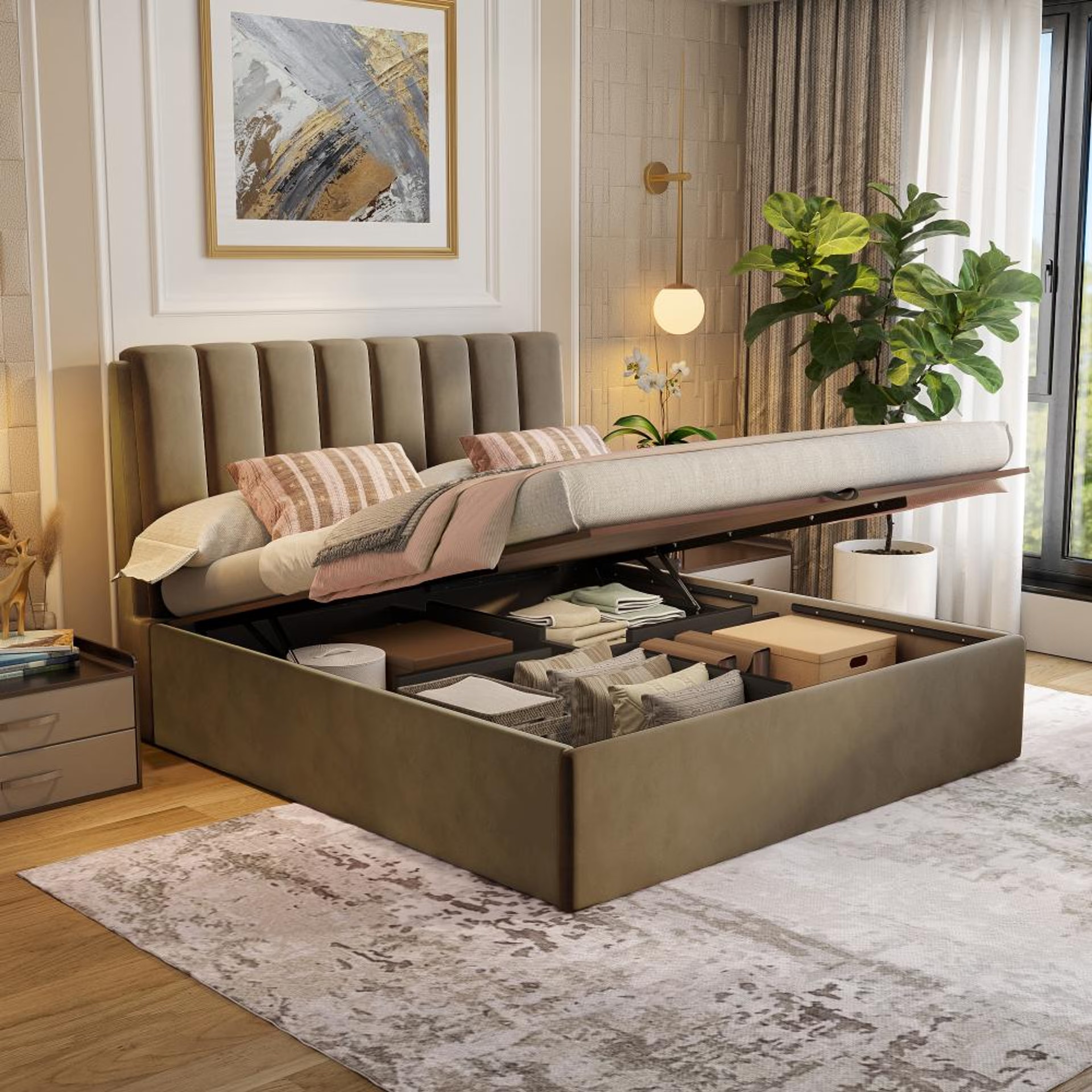 Home 40 Wakefit Antho King Size Hydraulic Upholstered Bed King - 78" x 72\