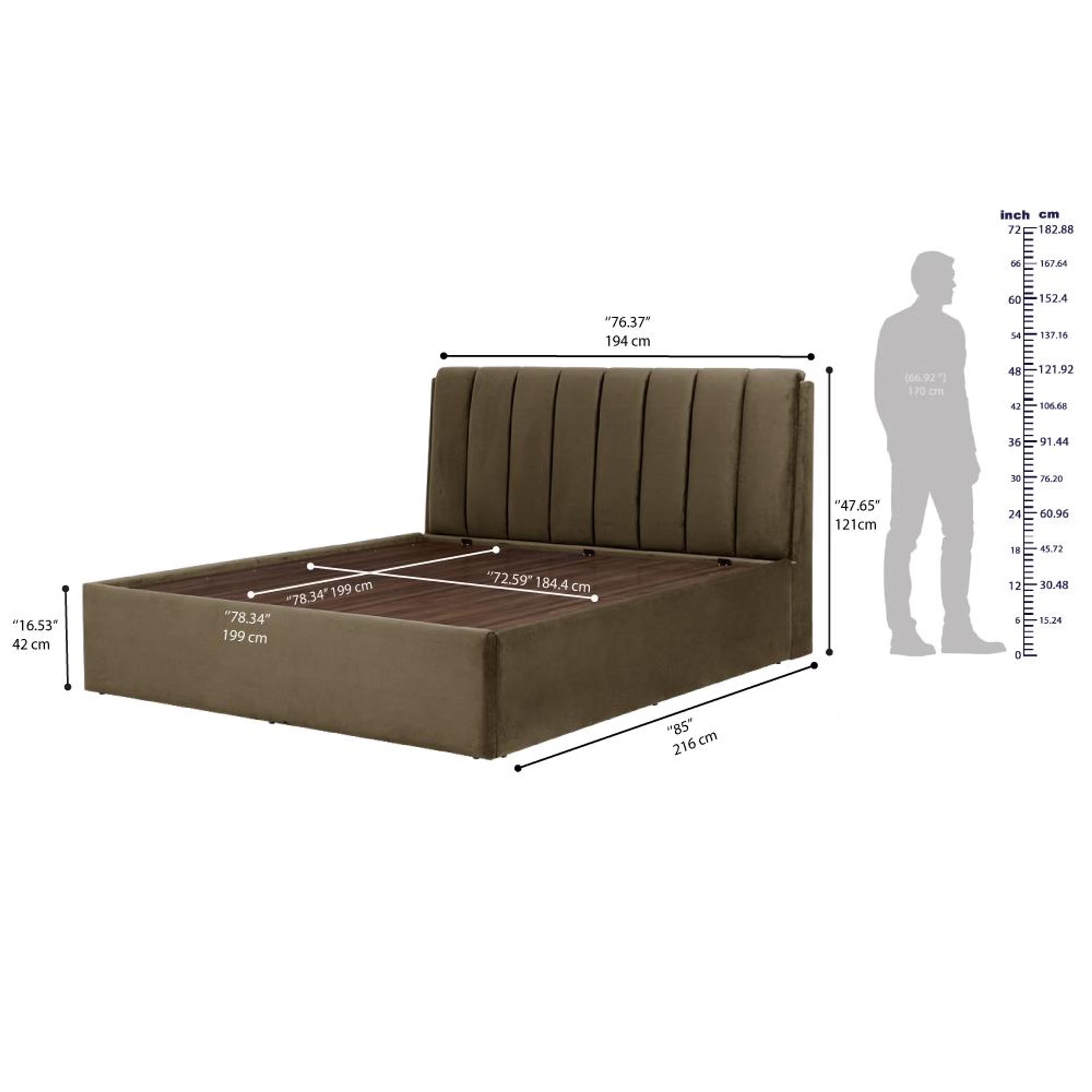 Wakefit Antho King Size Hydraulic Upholstered Bed King - 78" x 72 7 Wakefit Antho King Size Hydraulic Upholstered Bed King - 78" x 72\