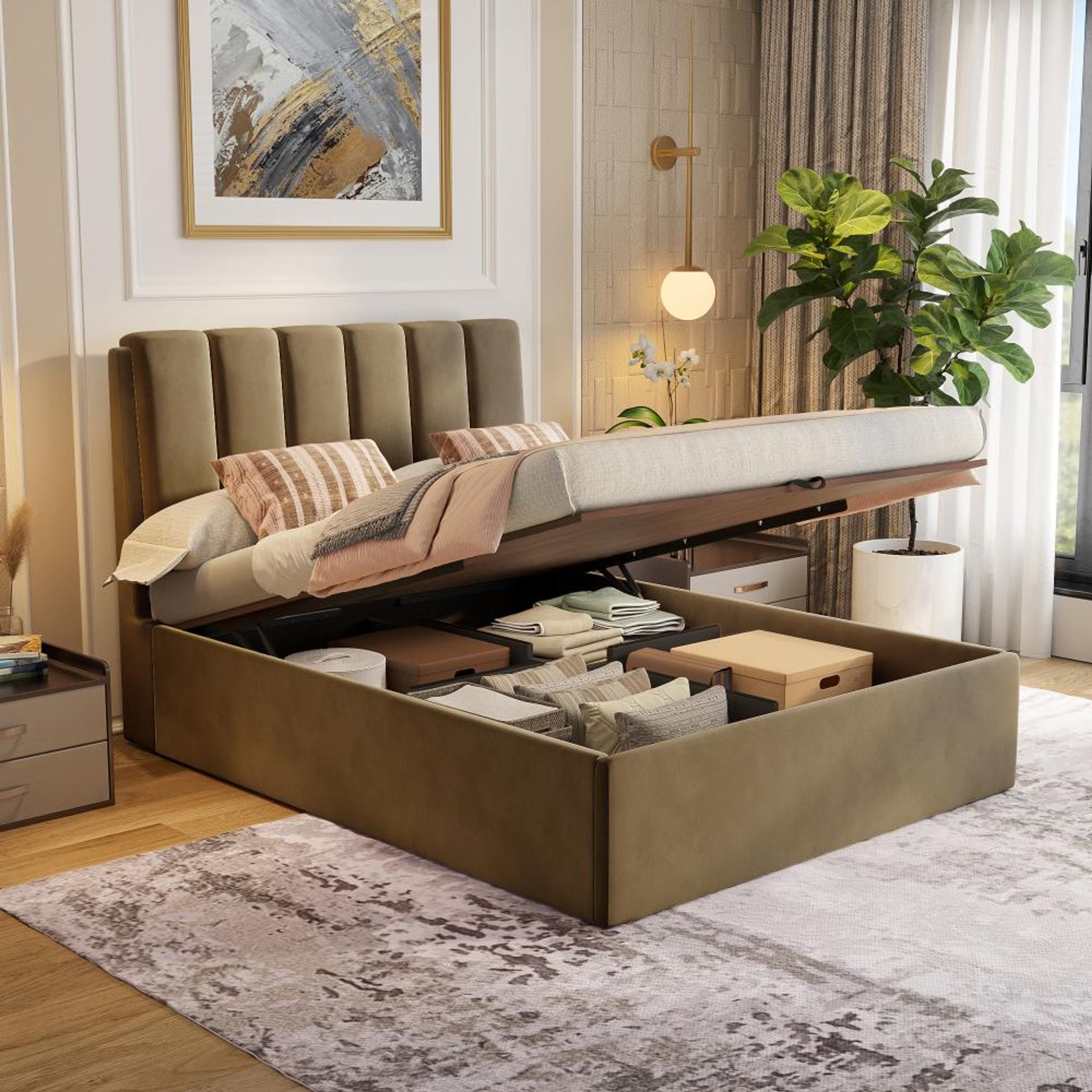 Wakefit Antho Queen Size Hydraulic Upholstered Bed Queen - 78" x 60\