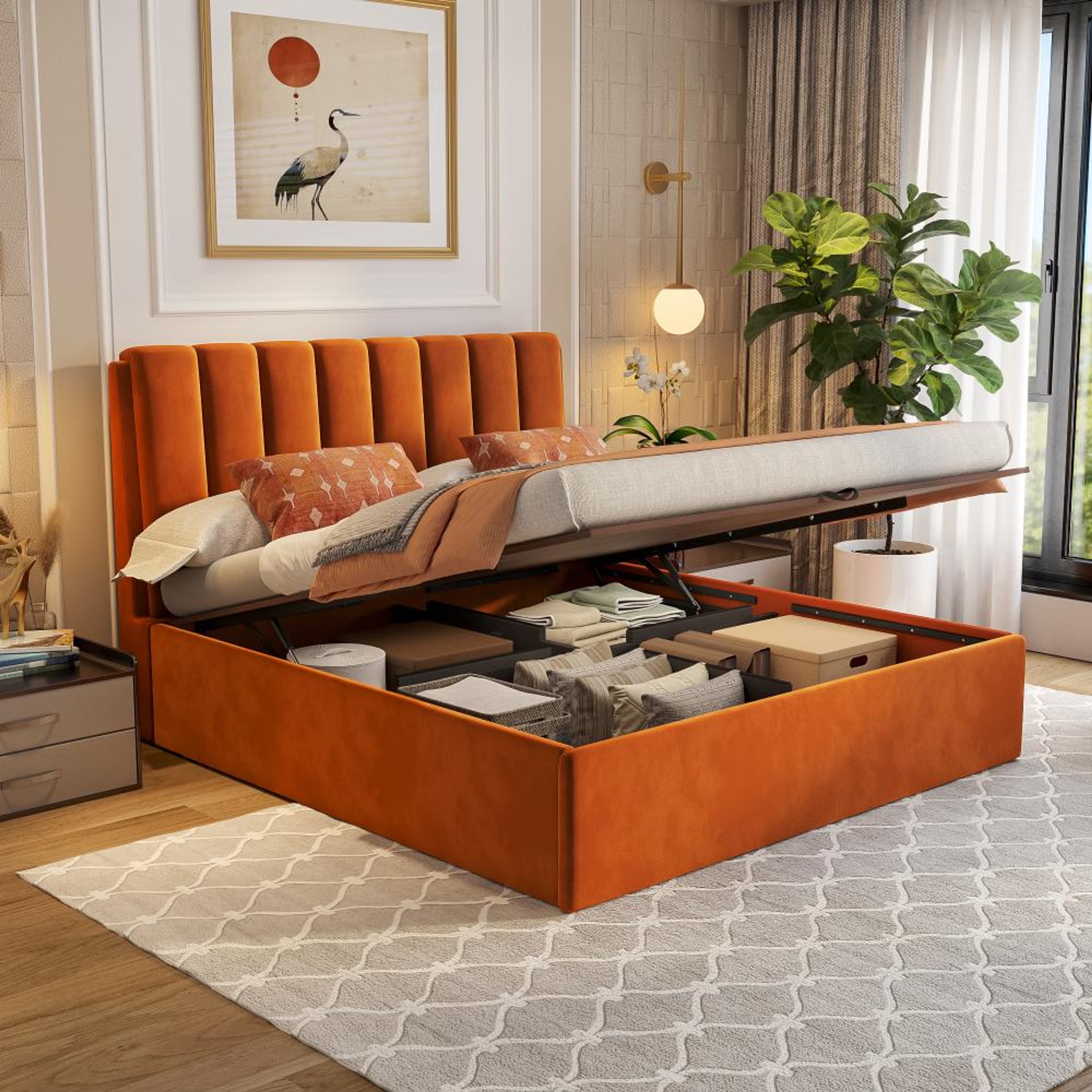 Wakefit Antho King Size Hydraulic Upholstered Bed King - 78" x 72\