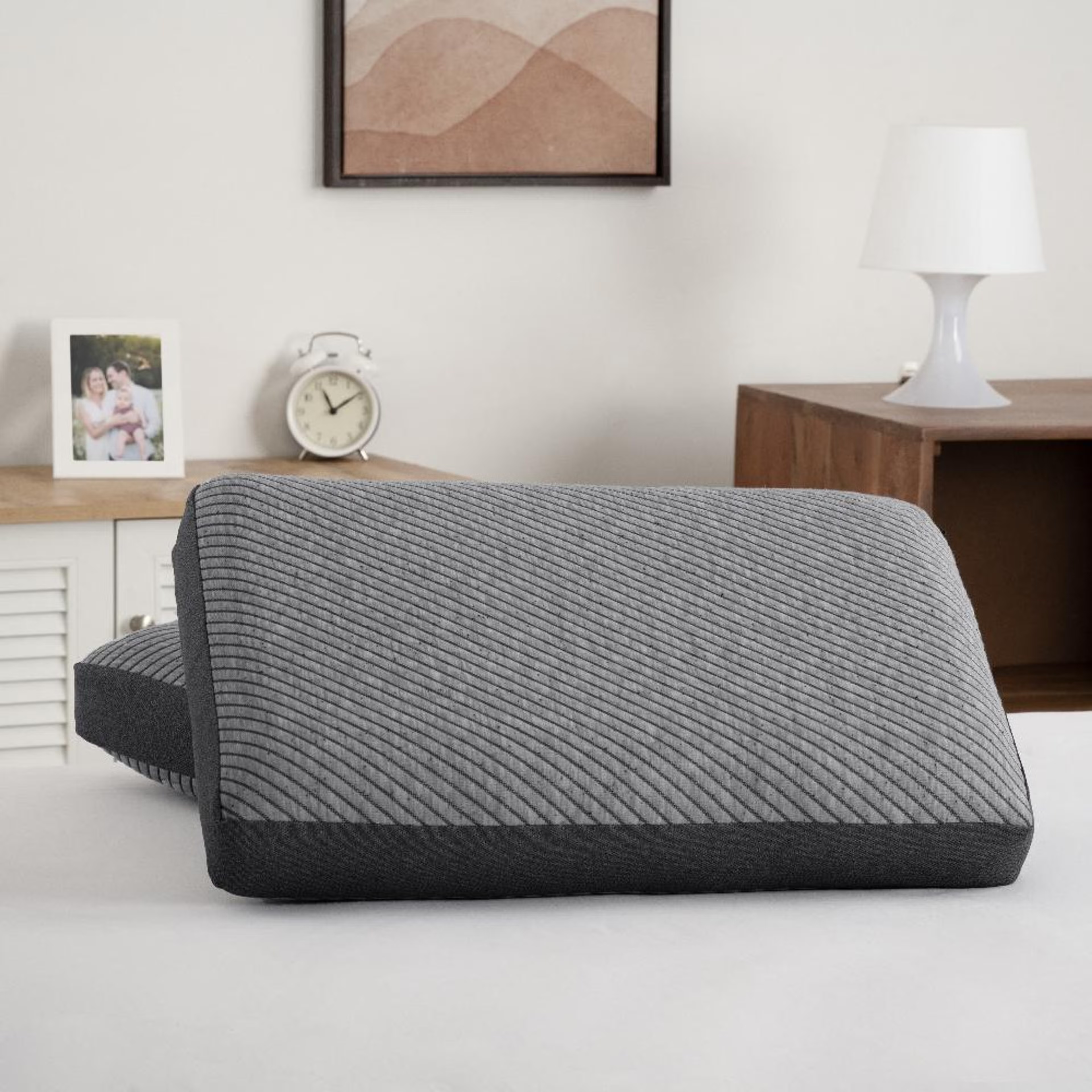 Orthopedic Memory Foam Sleeping Pillow | Small & Regular (21x15x4) Inch | Set of 2 | Enhanced Neck Support & Pain Relief | Machine Washable Cover | Light Grey Small, Regular, Set of 2, Light Grey