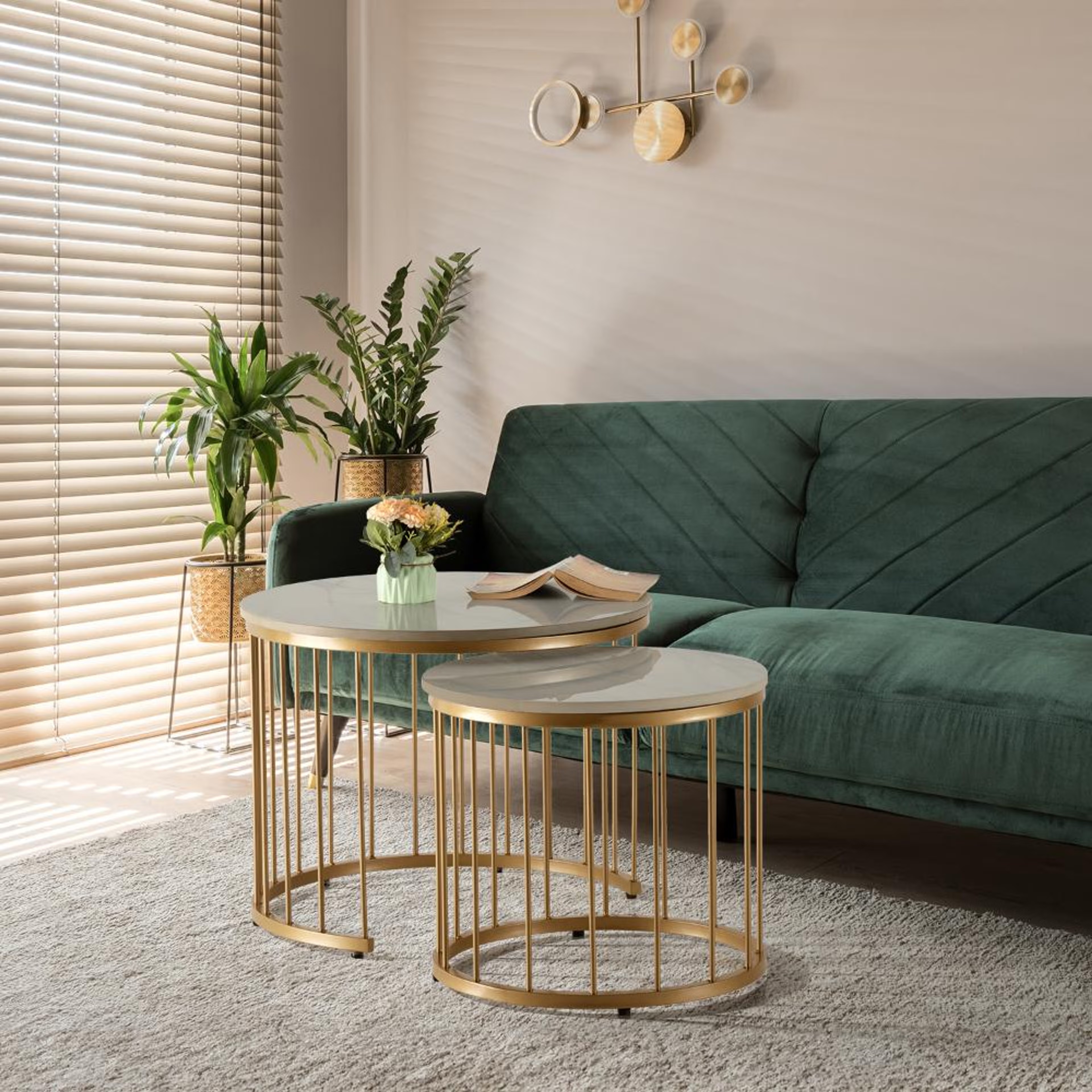 Home 25 Kaffeost Coffee Table - Marble Finished Top with Metal Base Alaska White