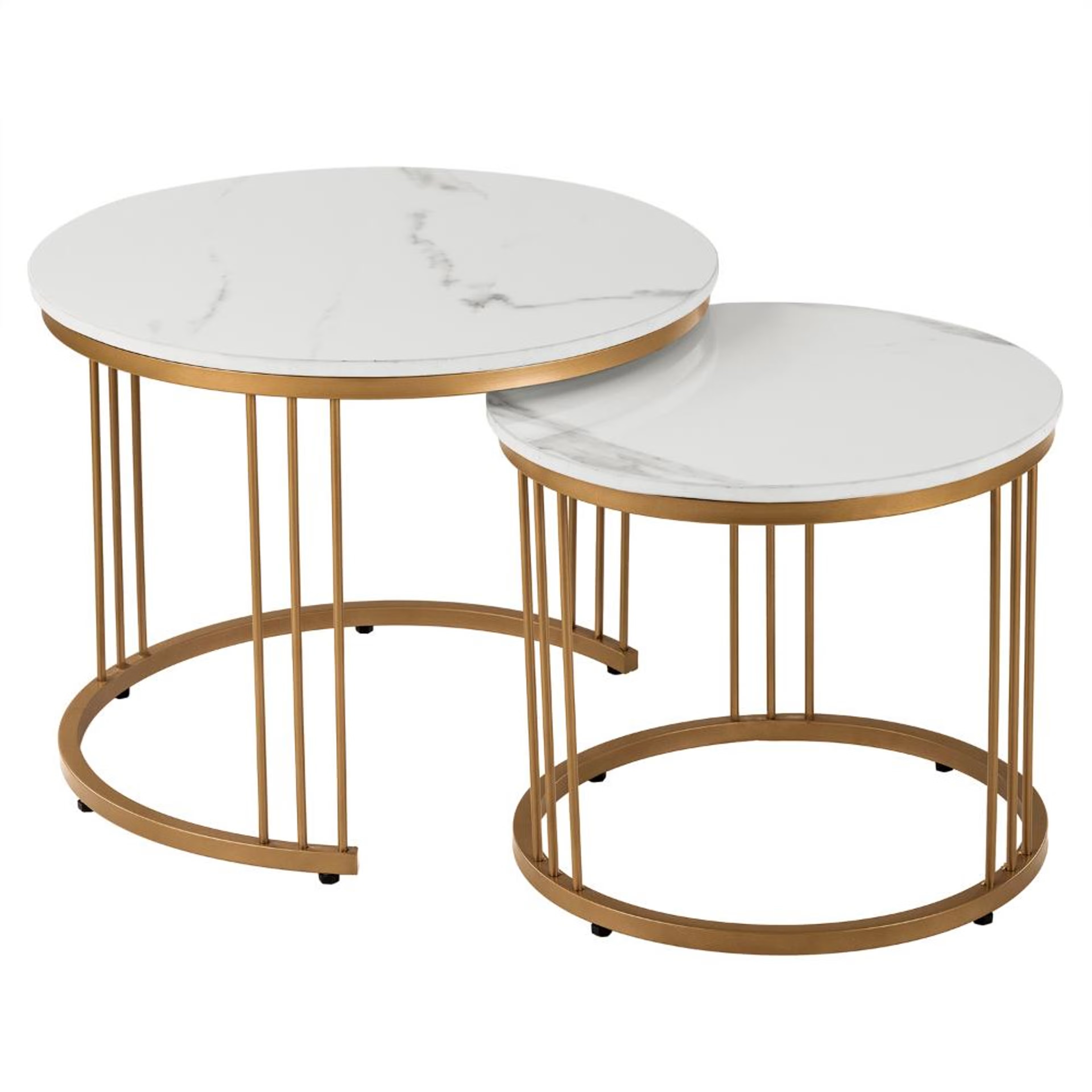Frappe Coffee Table - Marble Finished Top with Metal Base Alaska White