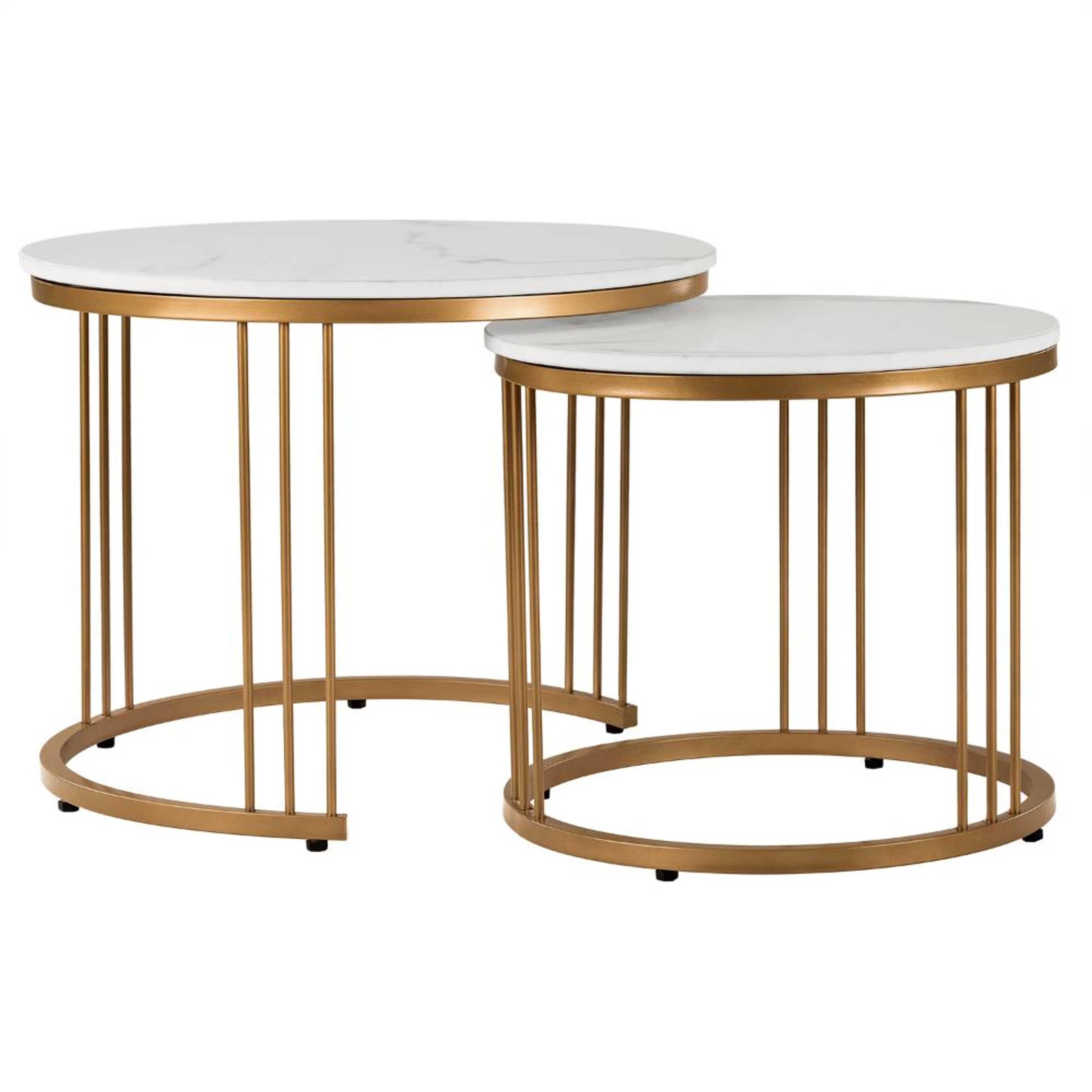 Frappe Coffee Table - Marble Finished Top with Metal Base Alaska White