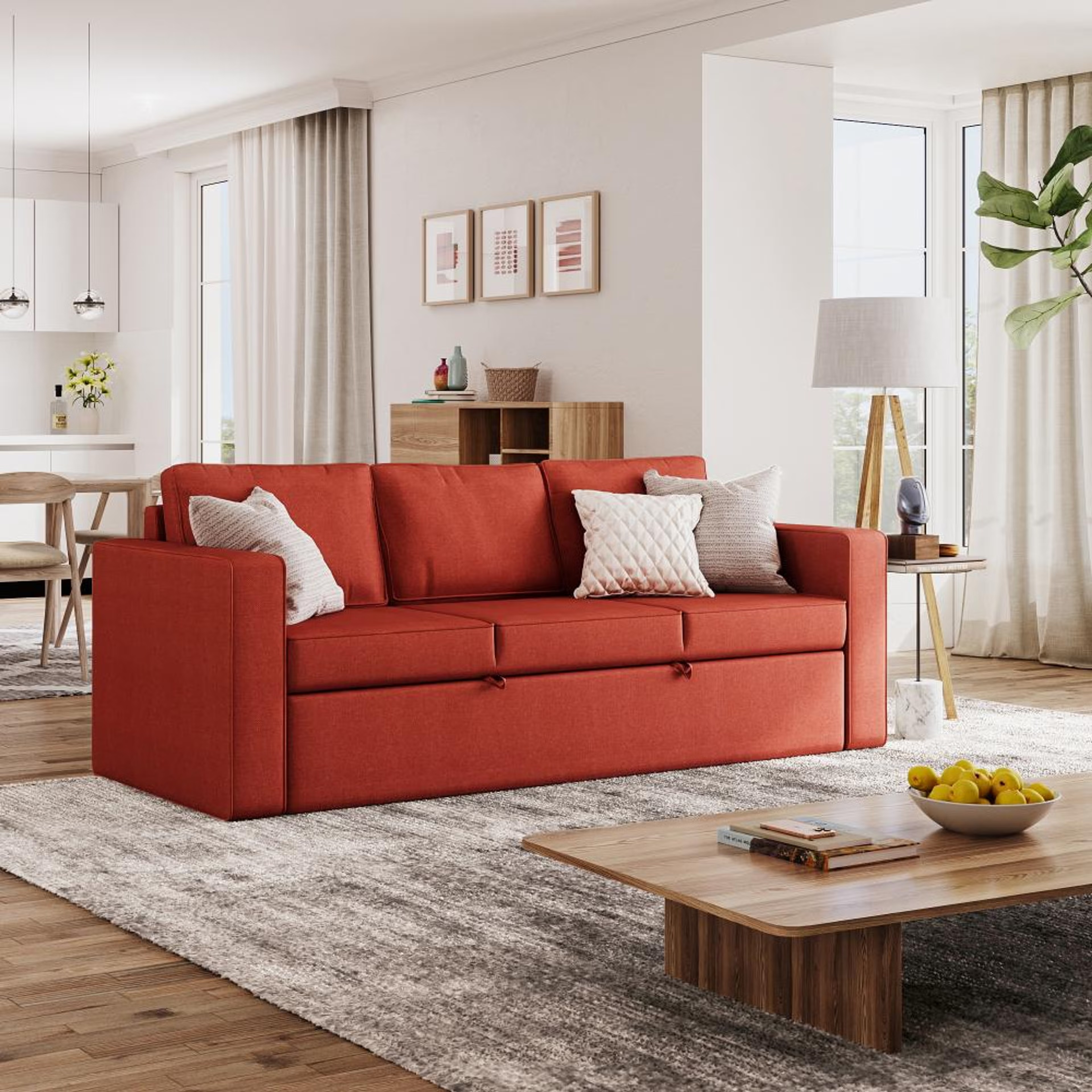 Wakefit Napper Convertible Three Seater Sofa Cum Bed Without Storage 3 Seater, Omega Red 2 Wakefit Napper Convertible Three Seater Sofa Cum Bed Without Storage 3 Seater, Omega Red