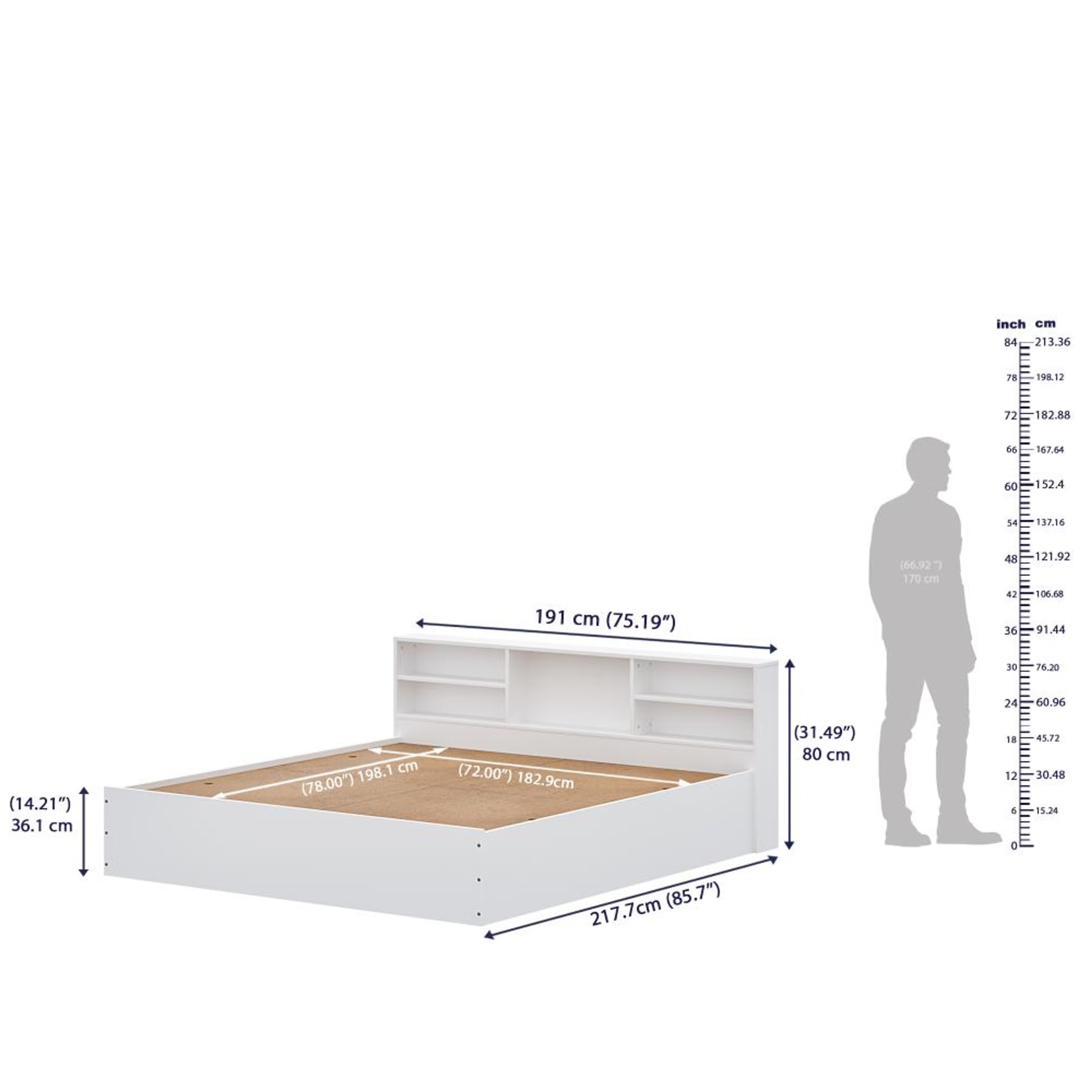 Wakefit Petra Headboard Storage - King size - Frosty White King - 78" x 72 7 Wakefit Petra Headboard Storage - King size - Frosty White King - 78" x 72\