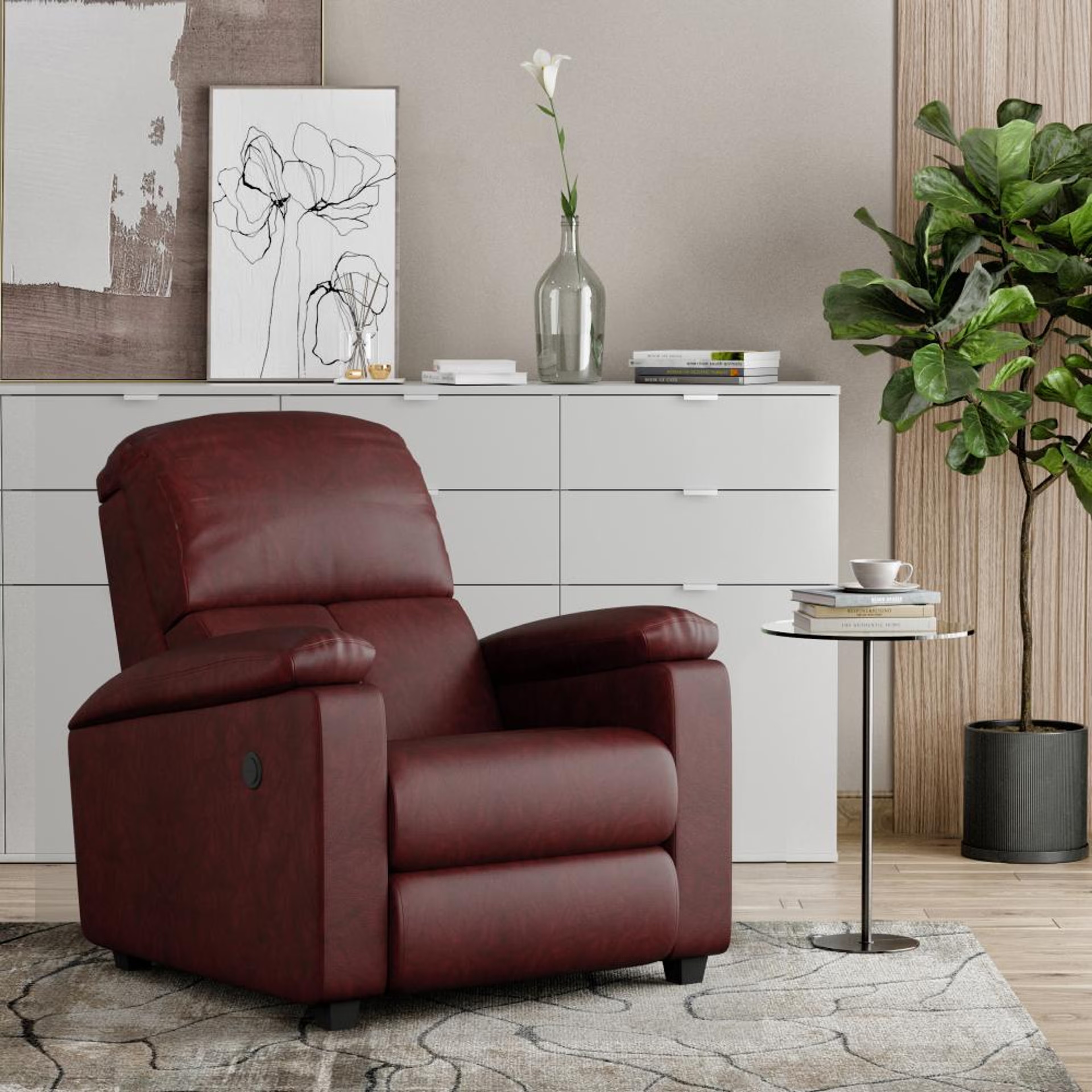 Wakefit Stargazer Electric Recliner Electric, Regular, 1 Seater, Sangria