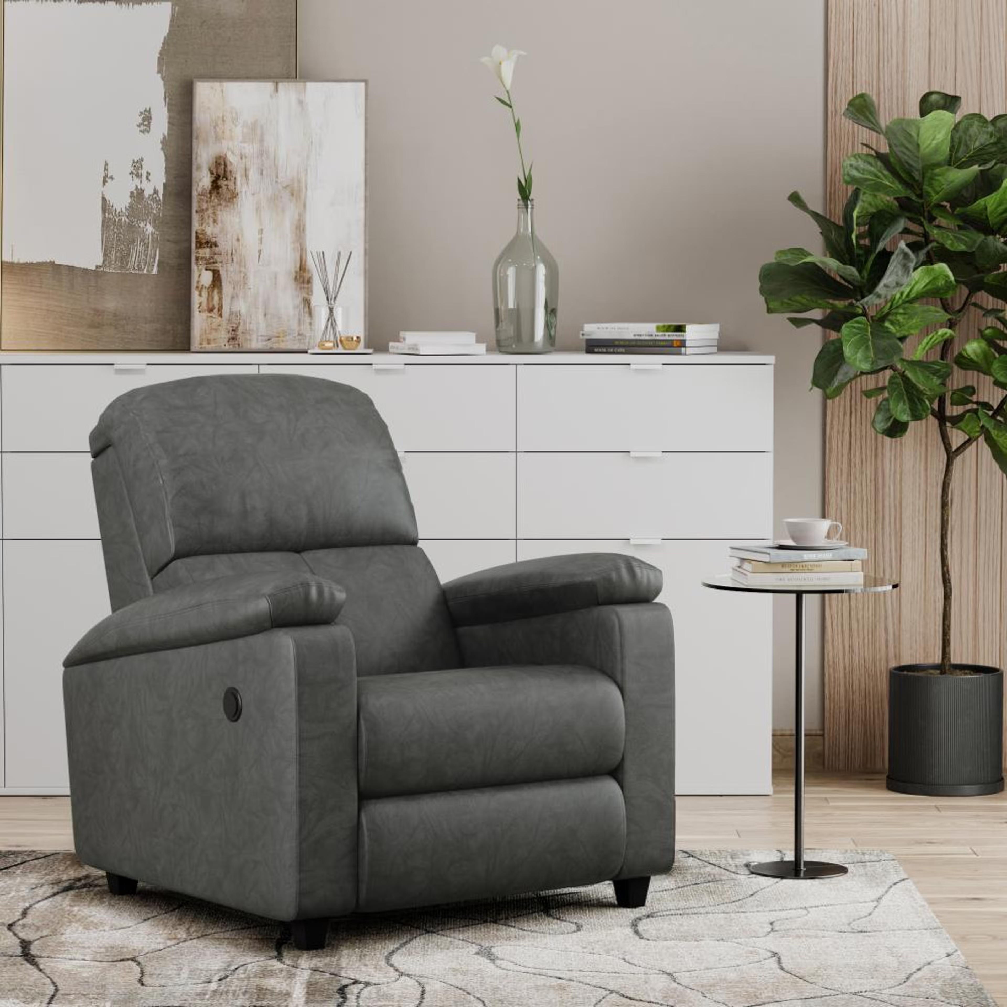 Wakefit Stargazer Electric Recliner Electric, Regular, 1 Seater, Marble Grey