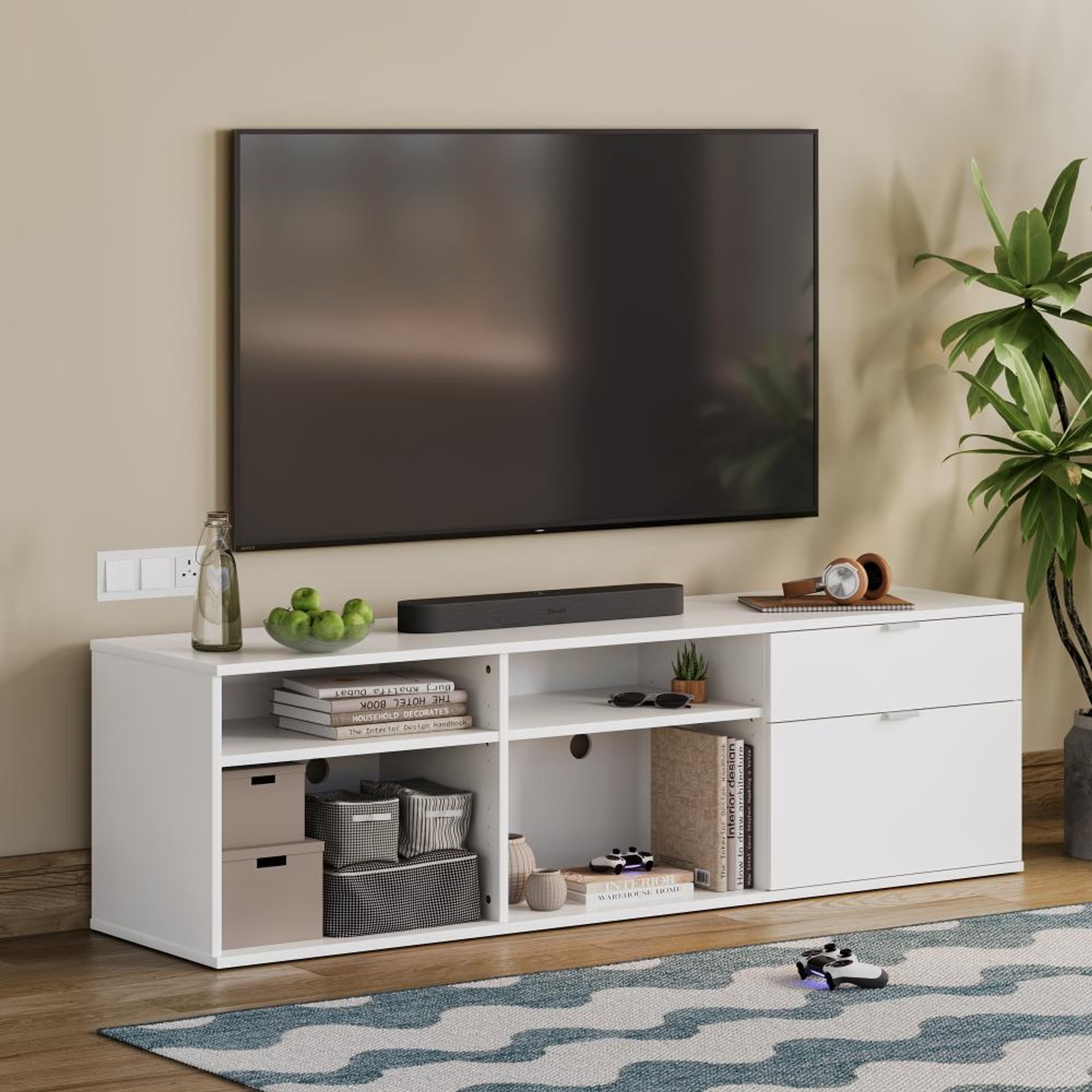 Wakefit Ephemera TV Unit (Frosty White) Frosty White