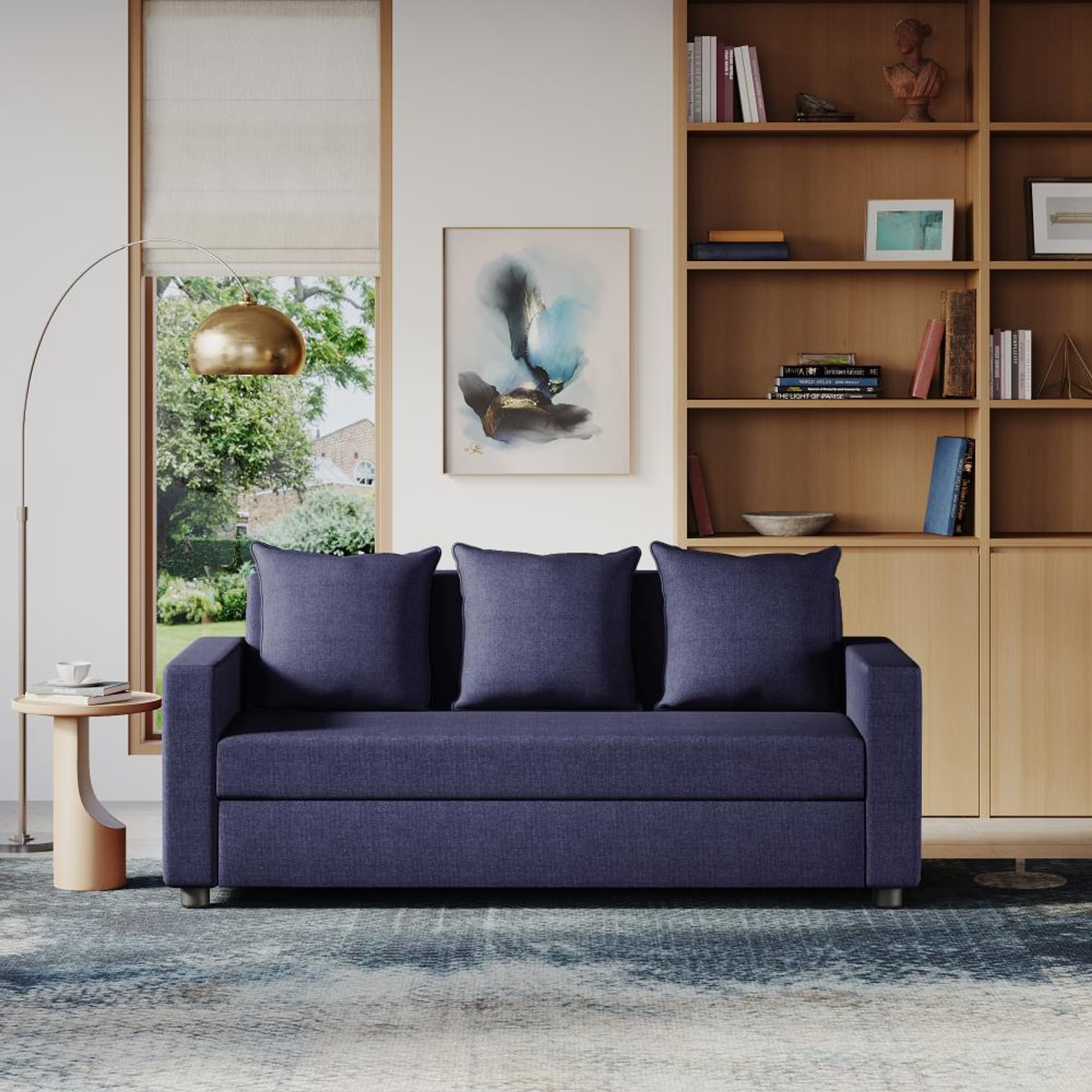 Home 25 Wakefit Solatio Sofa - Three Seater Regular, Three Seater, Blue