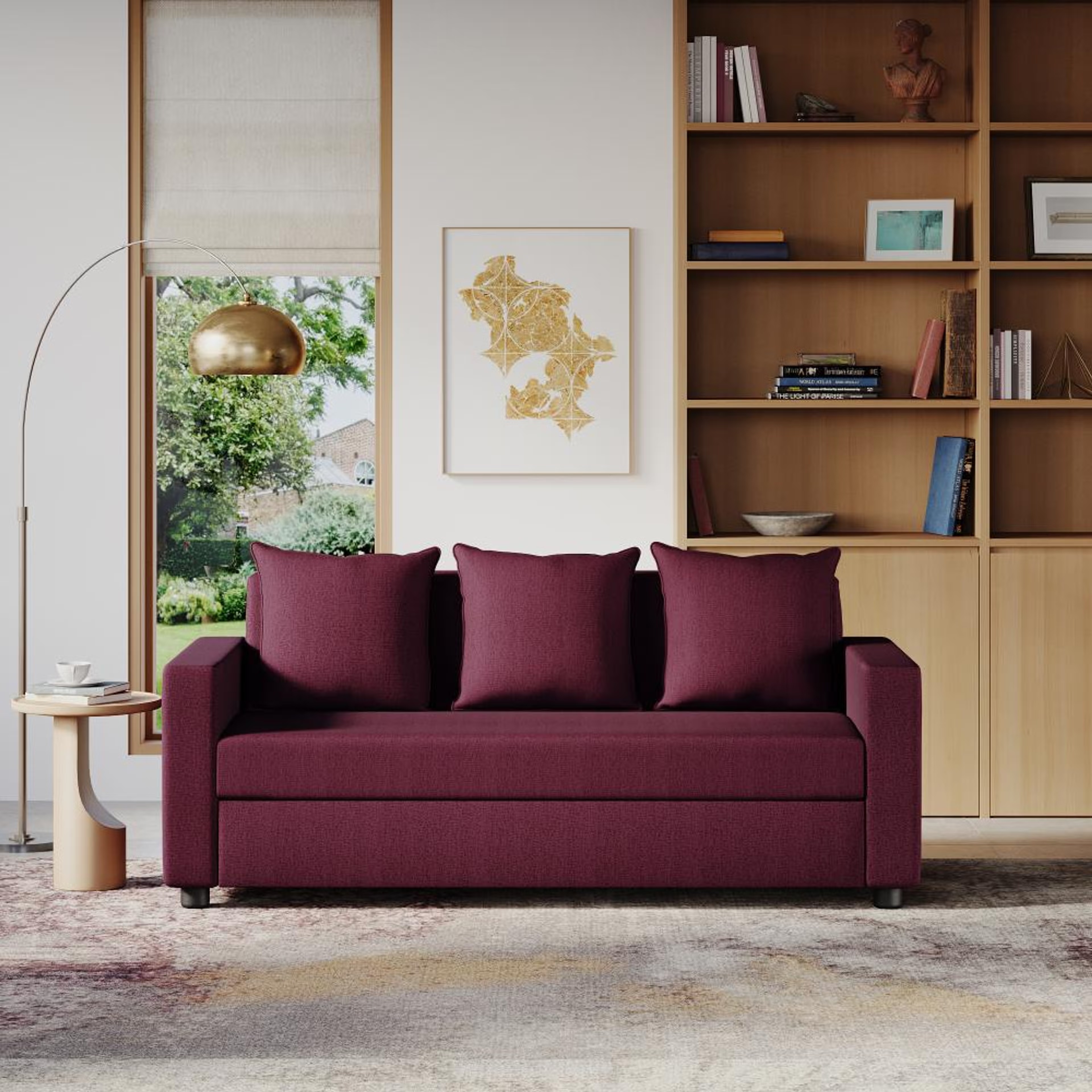 Wakefit Solatio Sofa - Three Seater Regular, Three Seater, Purple